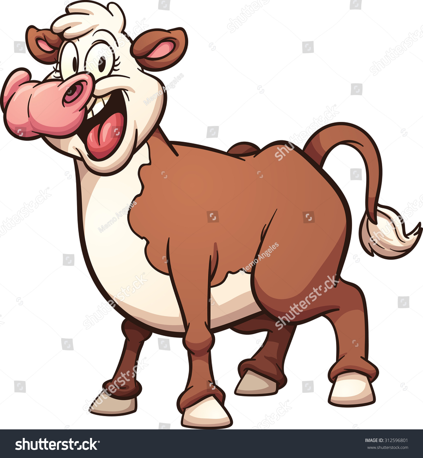 Happy Cartoon Cow Vector Clip Art Stock Vector (Royalty Free) 312596801 ...