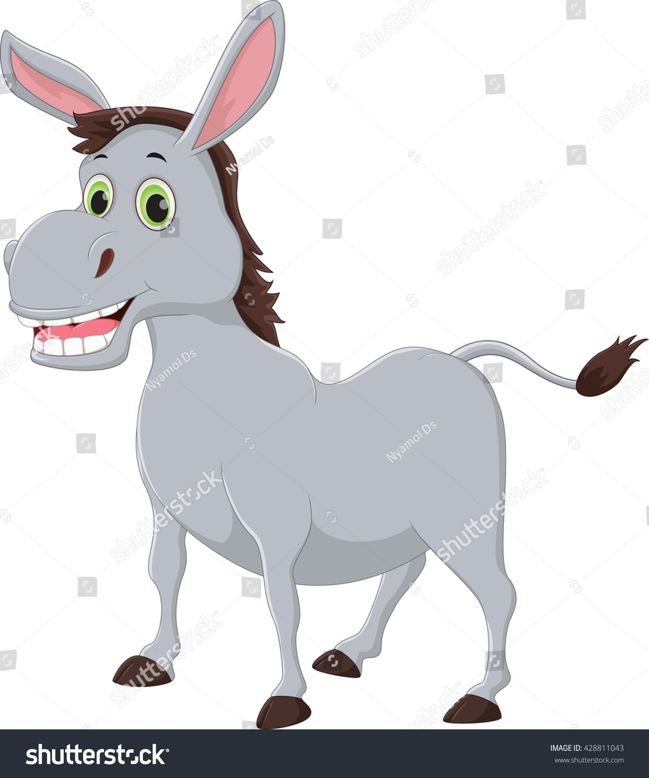 Happy Cartoon Donkey Isolated On White Stock Vector (Royalty Free ...