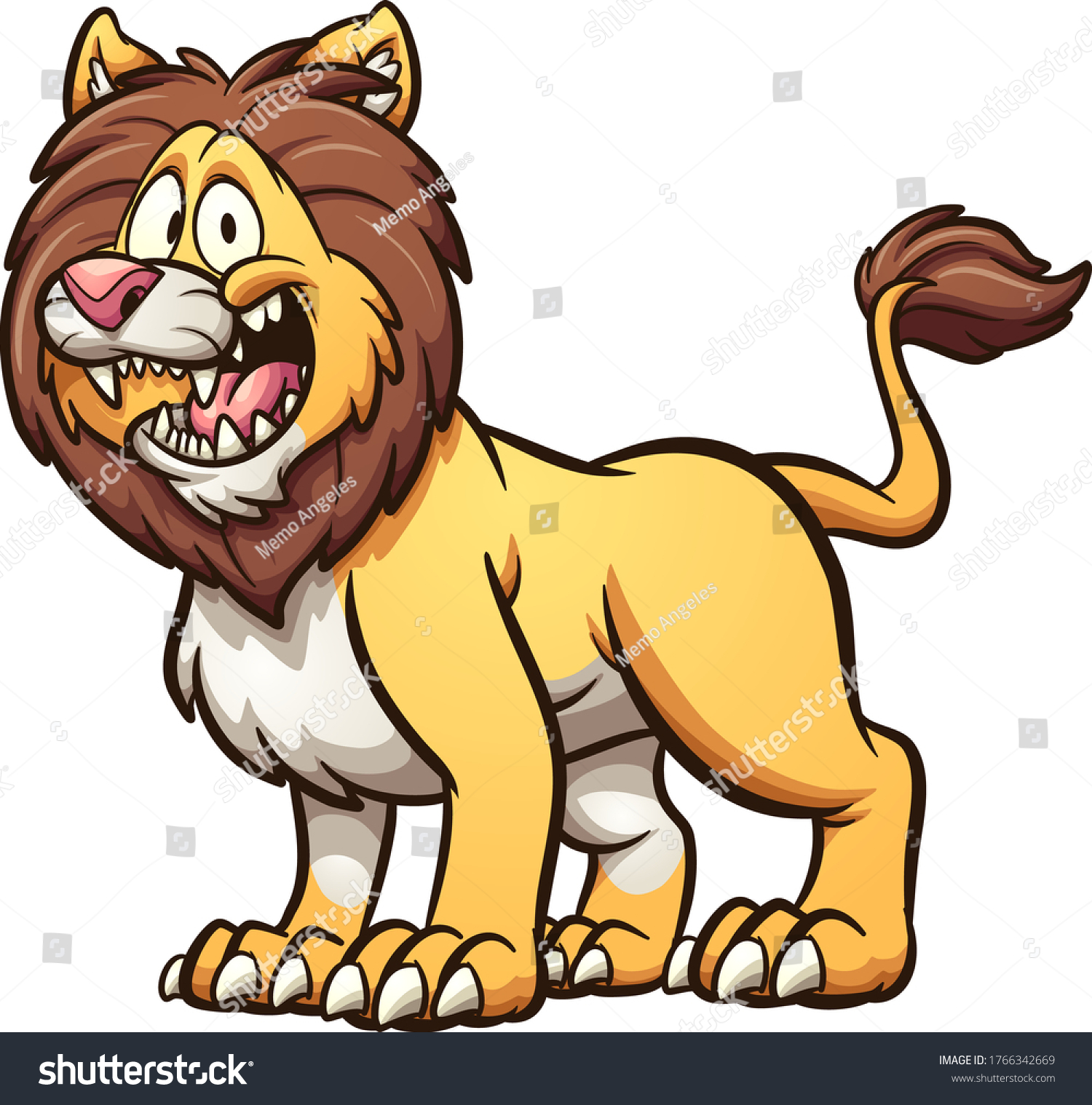 Happy Cartoon Male Lion Big Smile Stock Vector (Royalty Free) 1766342669