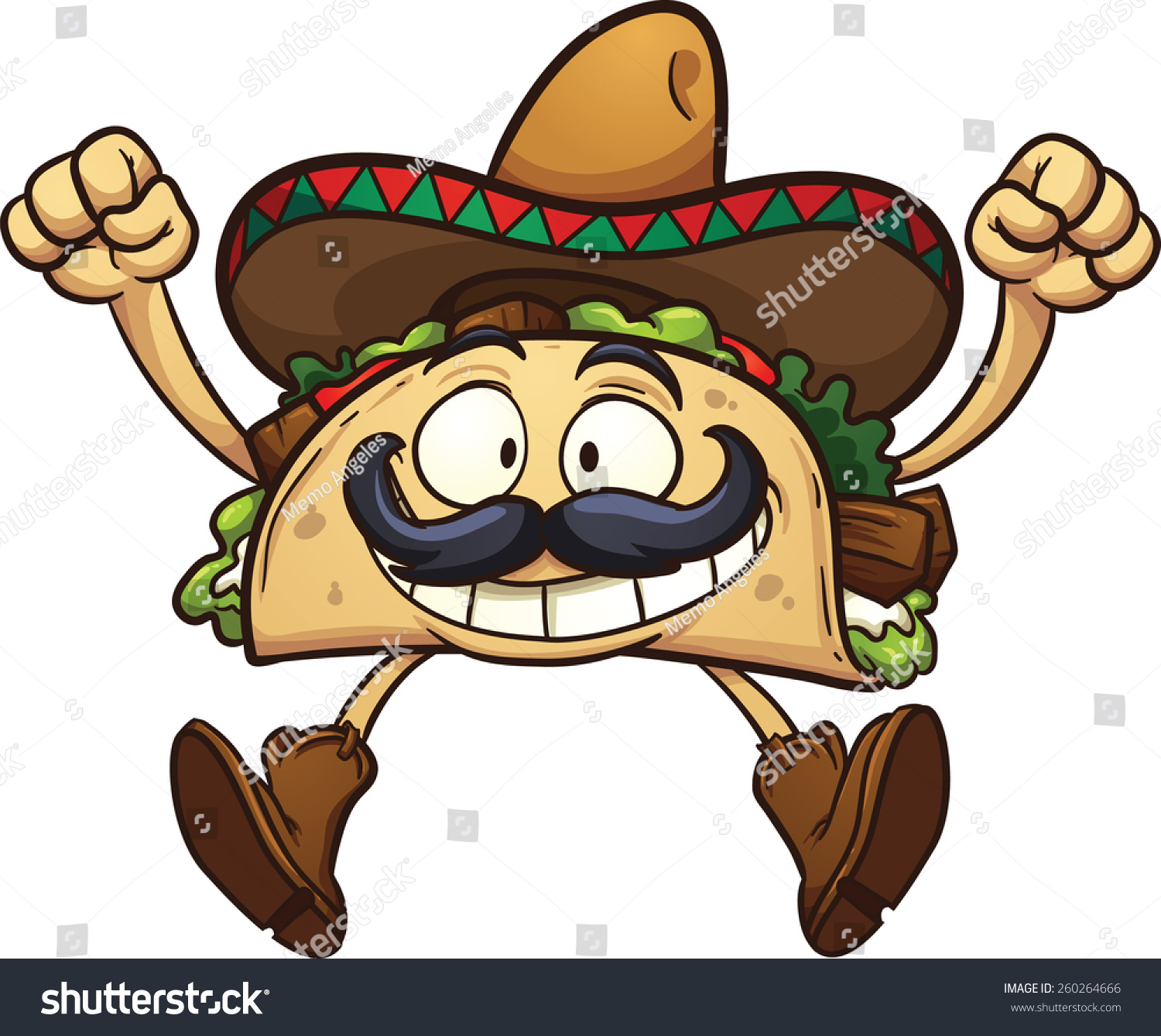 Happy Cartoon Taco With Mexican Sombrero. Vector Clip Art Illustration ...