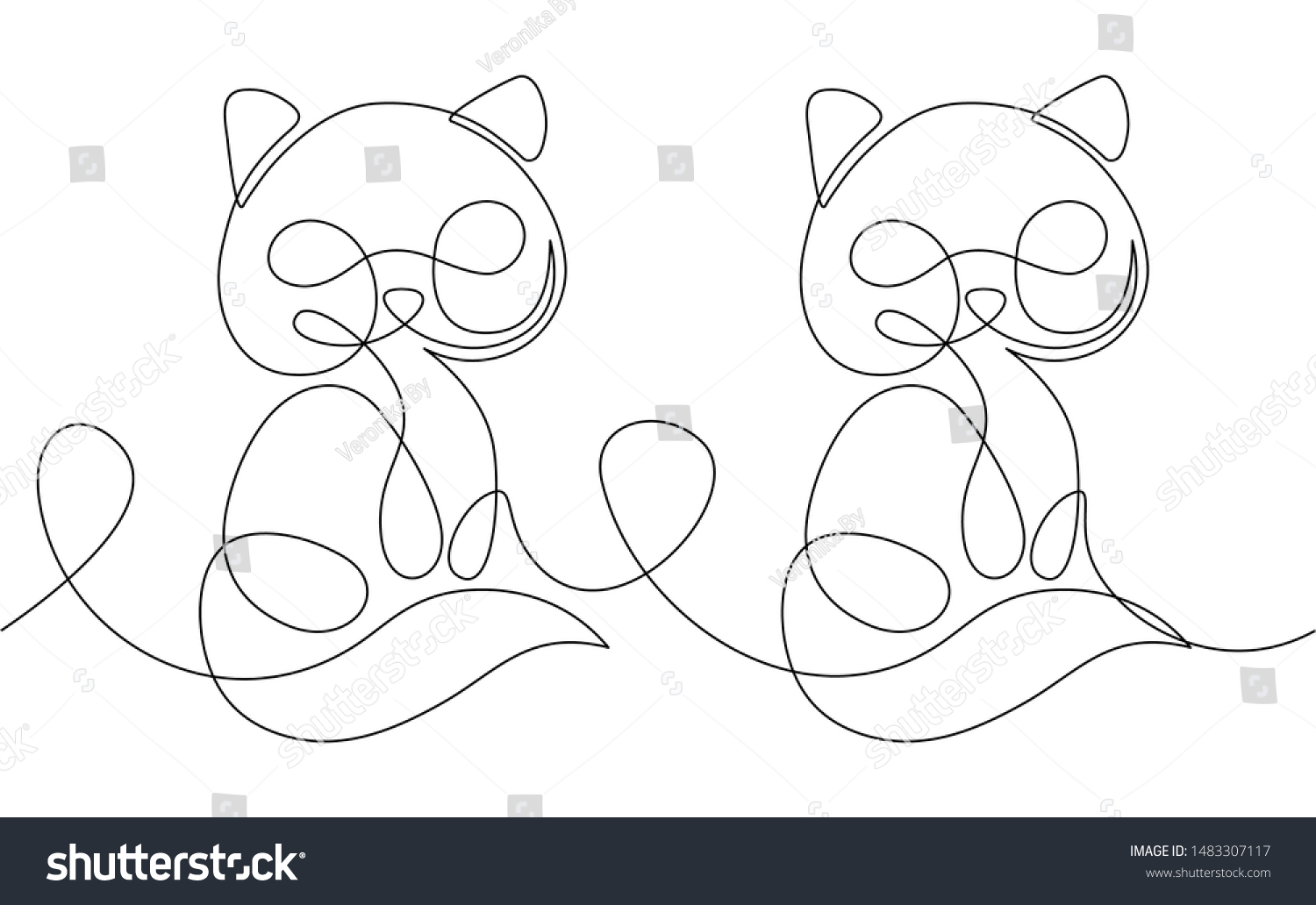SVG of Happy cats seamless one line continuous drawing for sewing, stitching, quilting. Cute textile craft pattern. svg