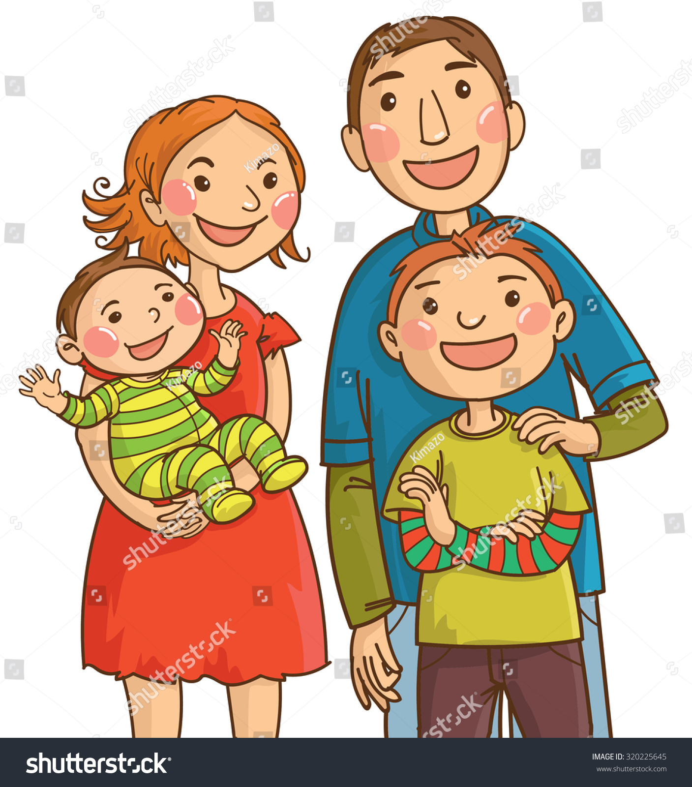 Download Happy Caucasian Family Mother Father Son Stock Vector 320225645 - Shutterstock