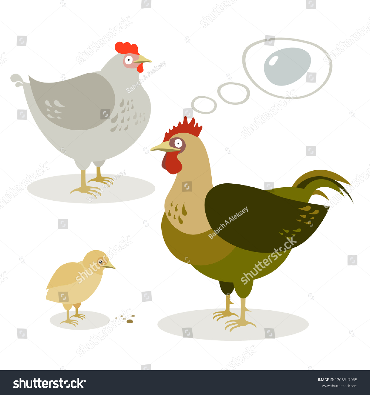 SVG of Happy chicken family with xen, cock-a-doodle-doo, chiken and an egg
	
 svg