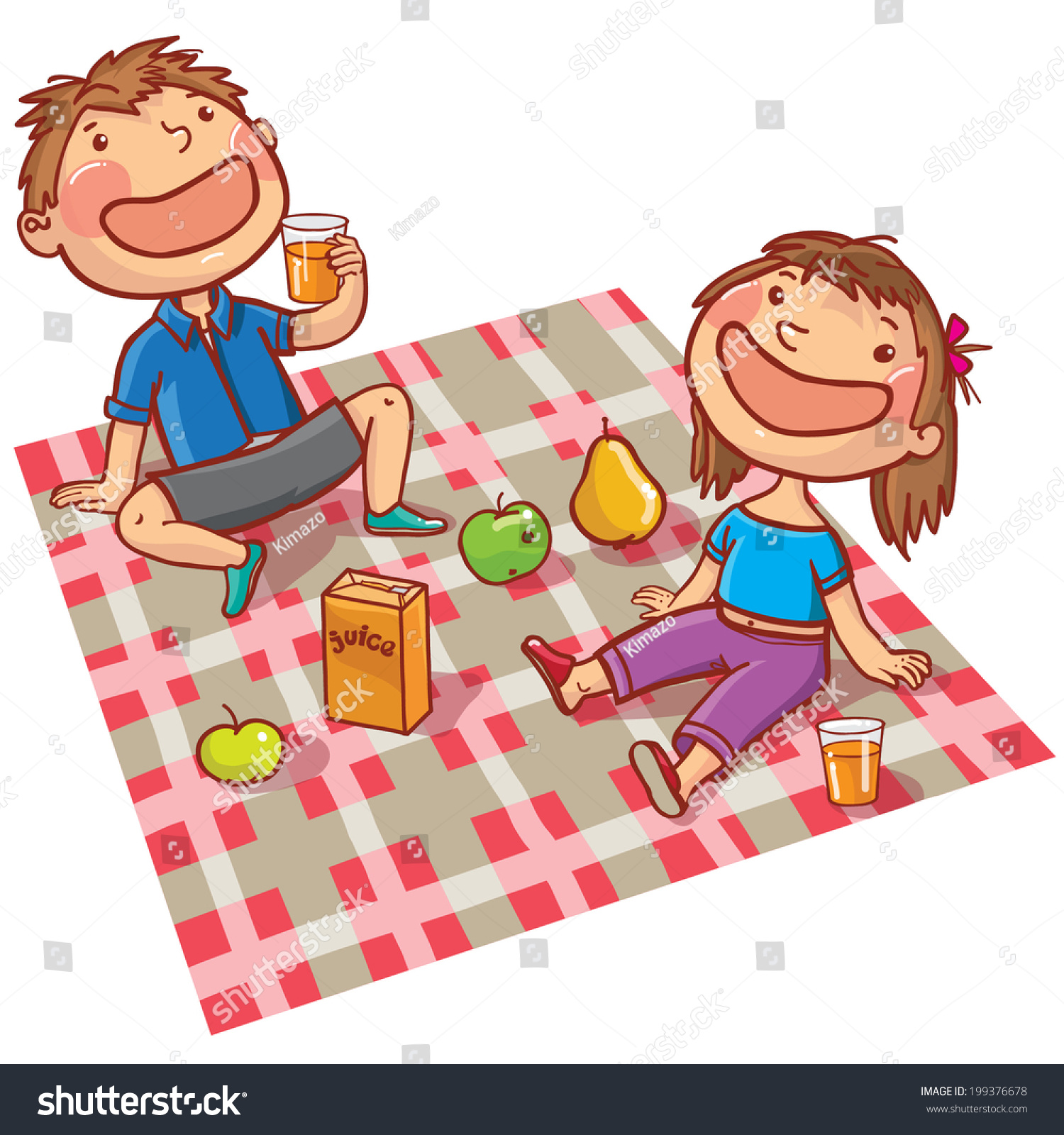 Happy Children Having Picnic Summer Activities Stock Vector Royalty Free