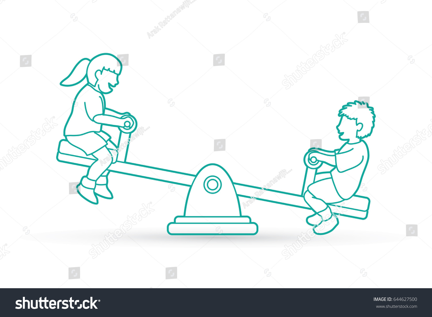 Happy Children Little Boy Girl Playing Stock Vector Royalty Free