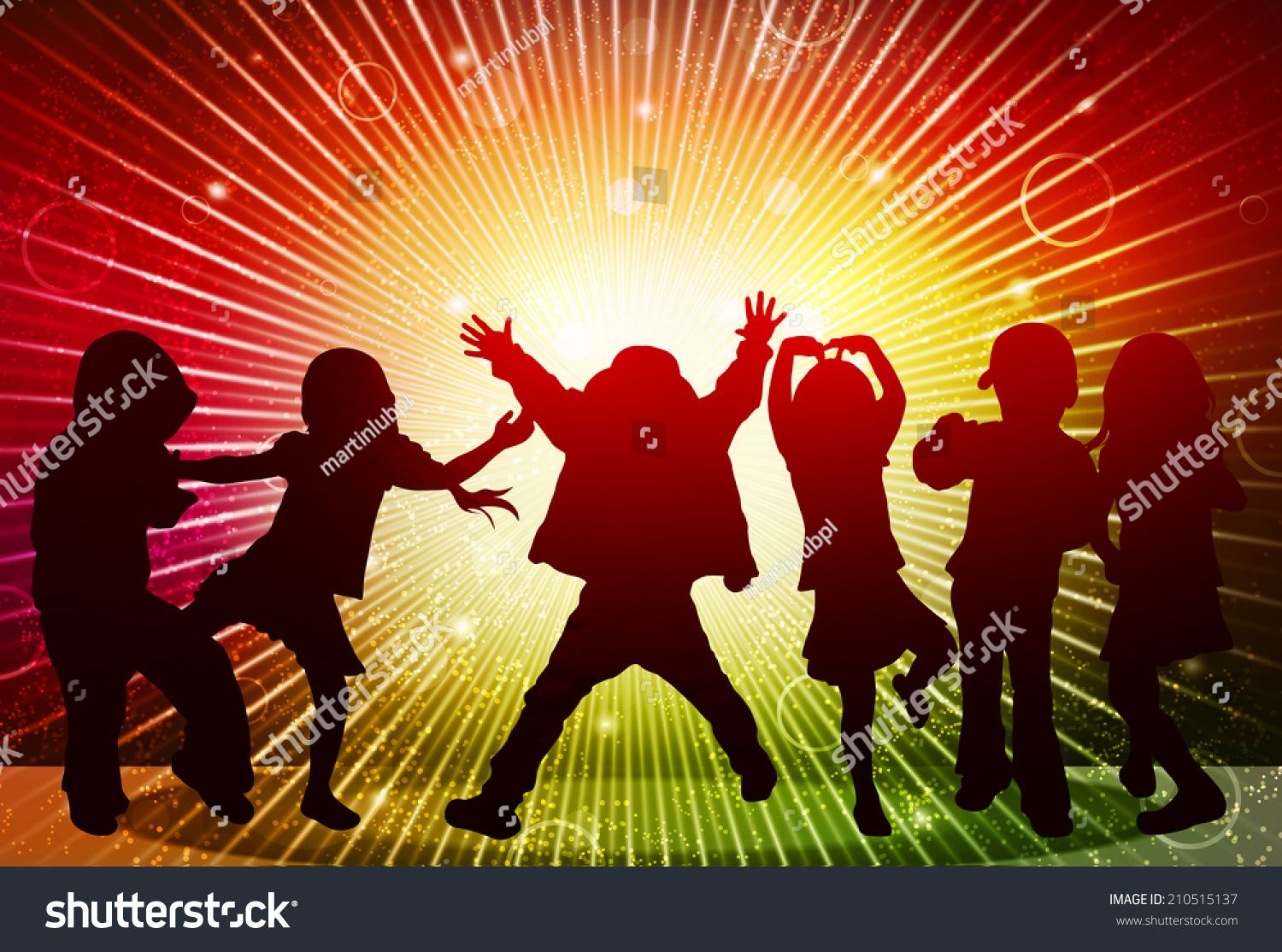 Happy Children Silhouettes Stock Vector (Royalty Free) 210515137 ...