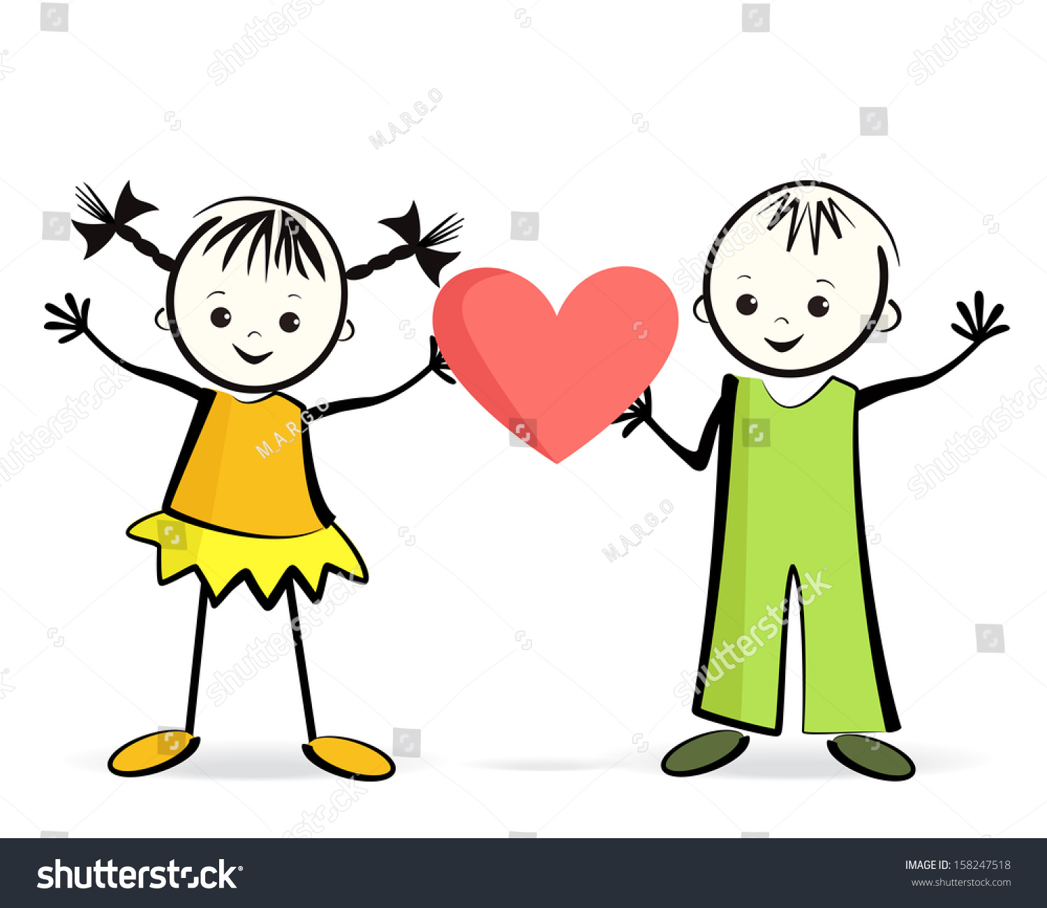 Happy Children Heart Vector Illustration Stock Vector (royalty Free 