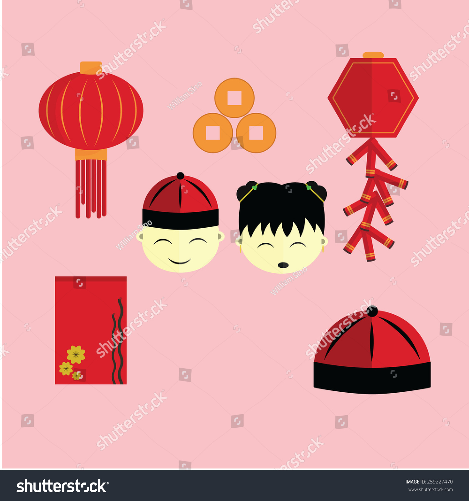 Happy Chinese New Year Icon Set Happy Chinese New Year Icon Set