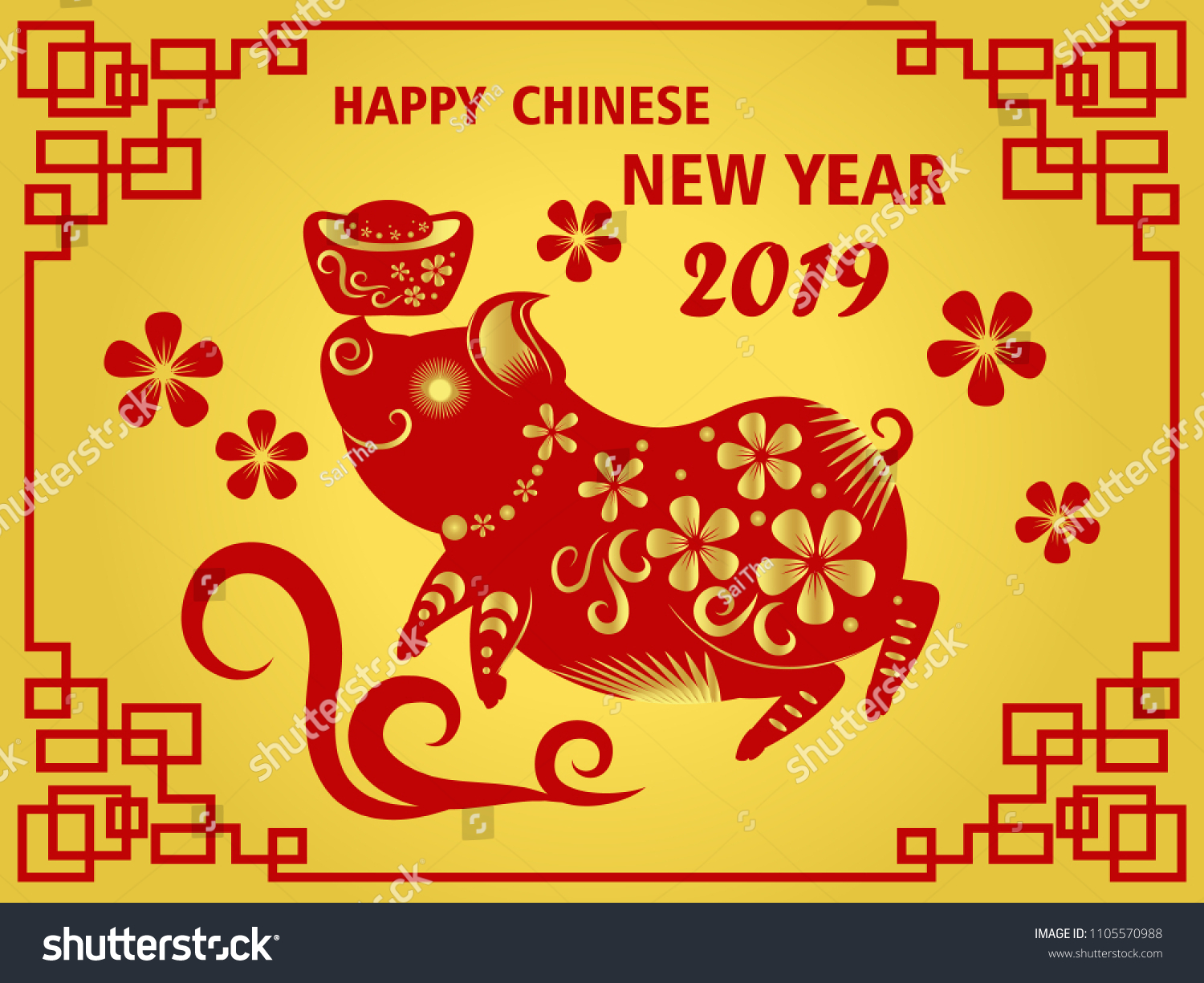 Happy Chinese New Year 19 Year Stock Vector Royalty Free