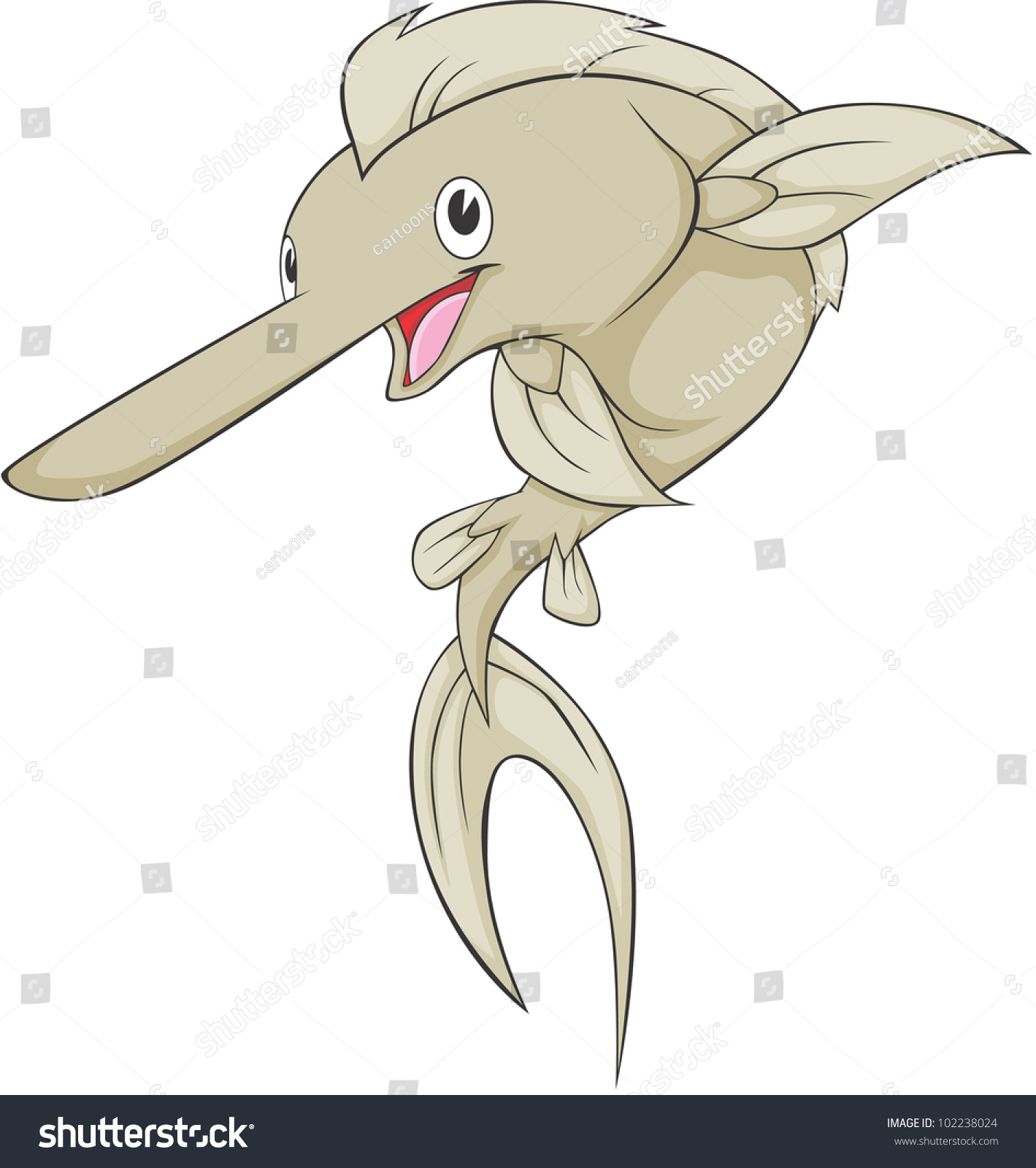 Happy Chinese Paddlefish Cartoon Stock Vector 102238024 - Shutterstock