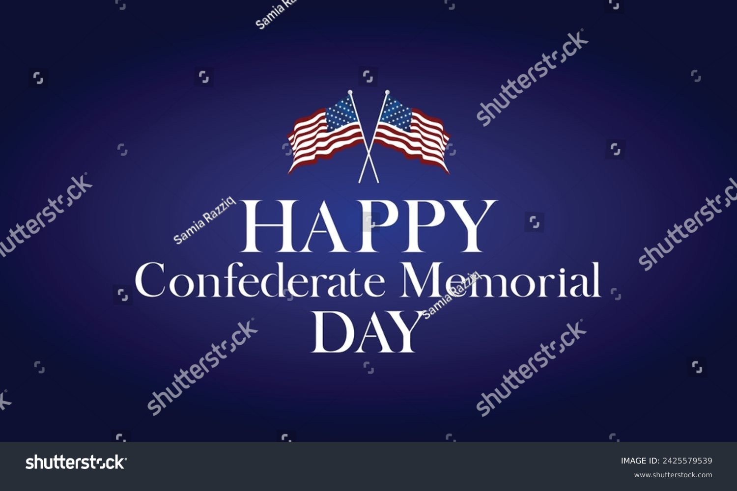 SVG of Happy Confederate Memorial Day Text With Flag And Blue Background Design svg