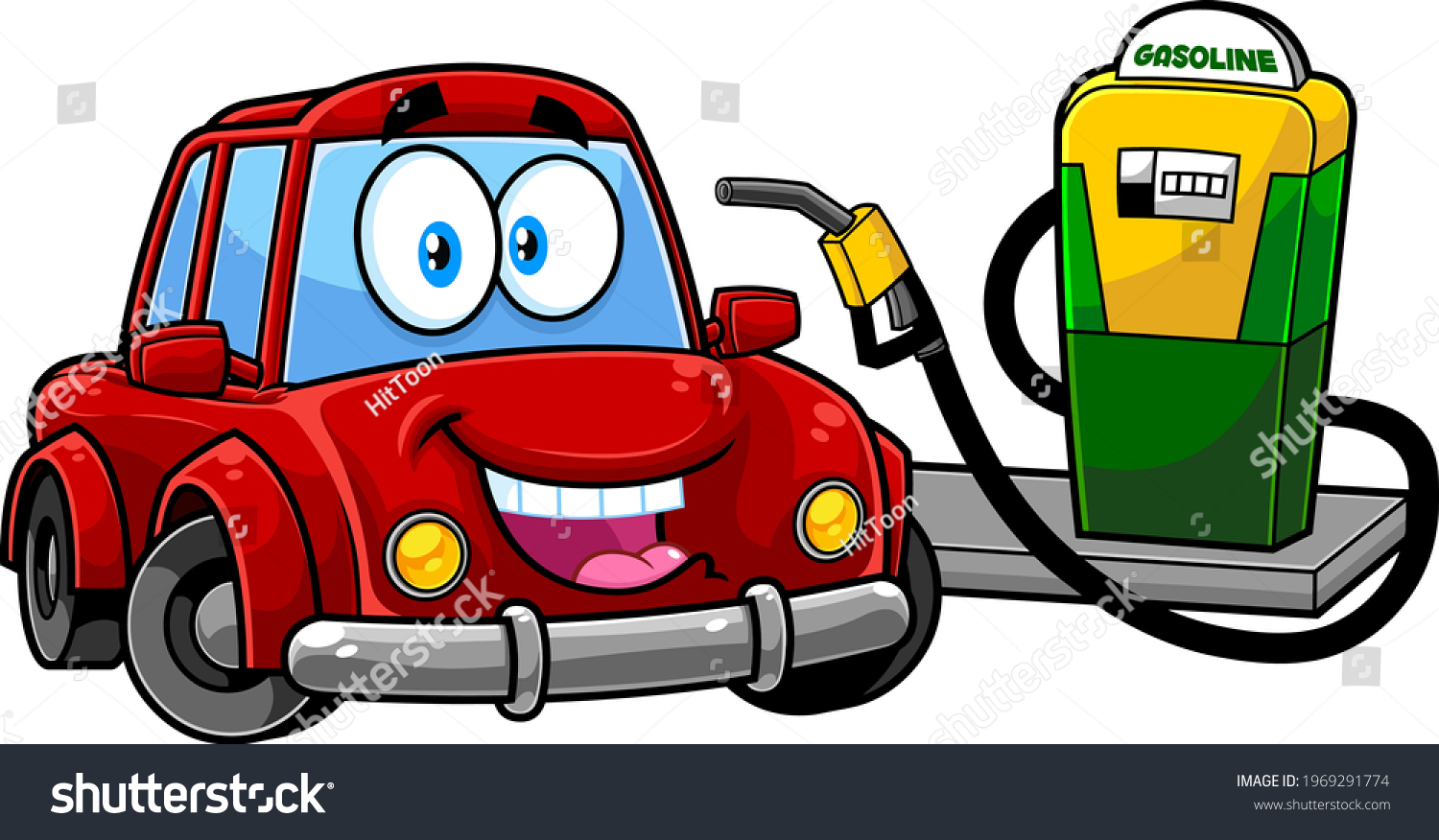 Happy Cute Car Cartoon Character Gas Stock Vector (Royalty Free ...