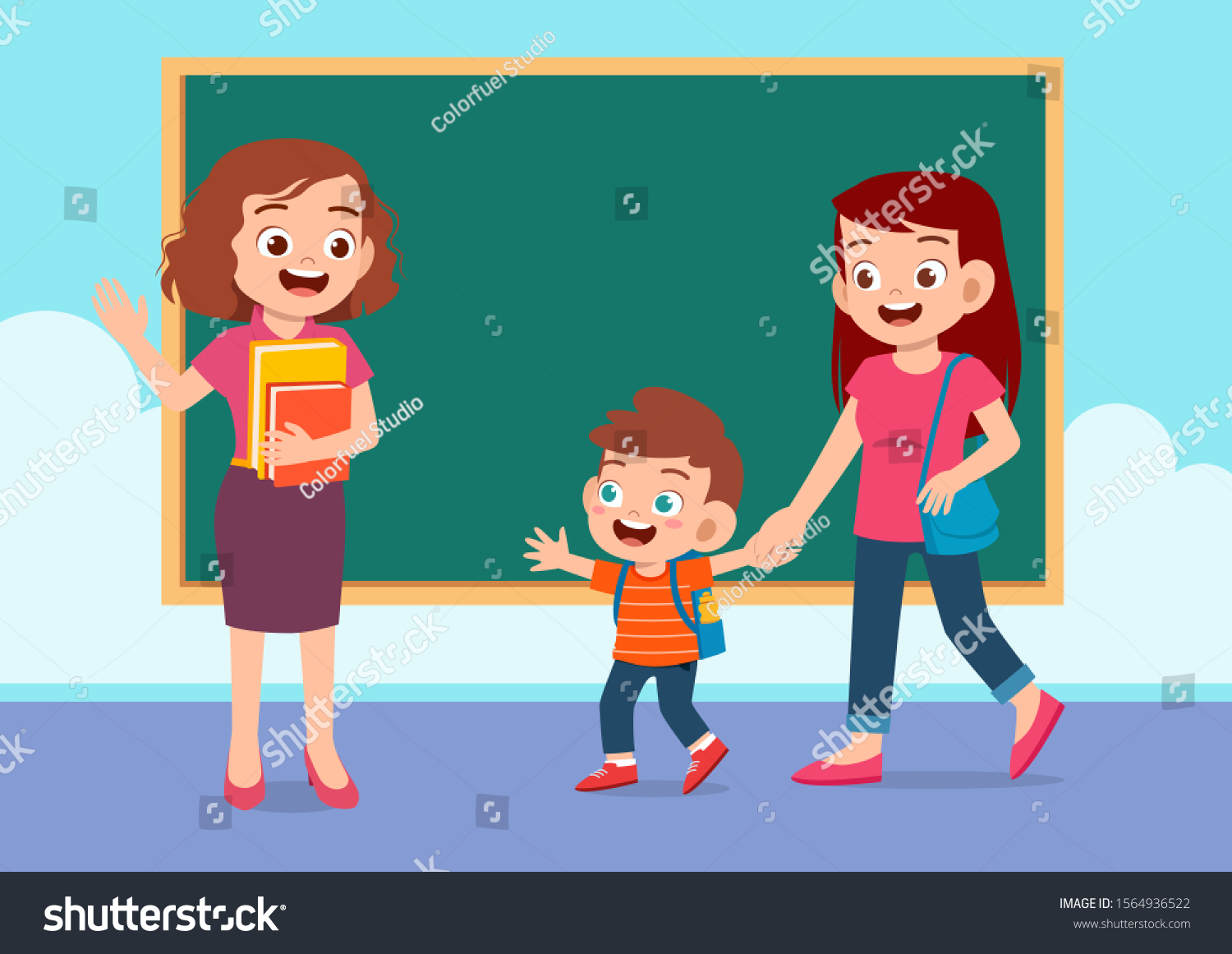 Happy Cute Kid Boy Go School Stock Vector Royalty Free