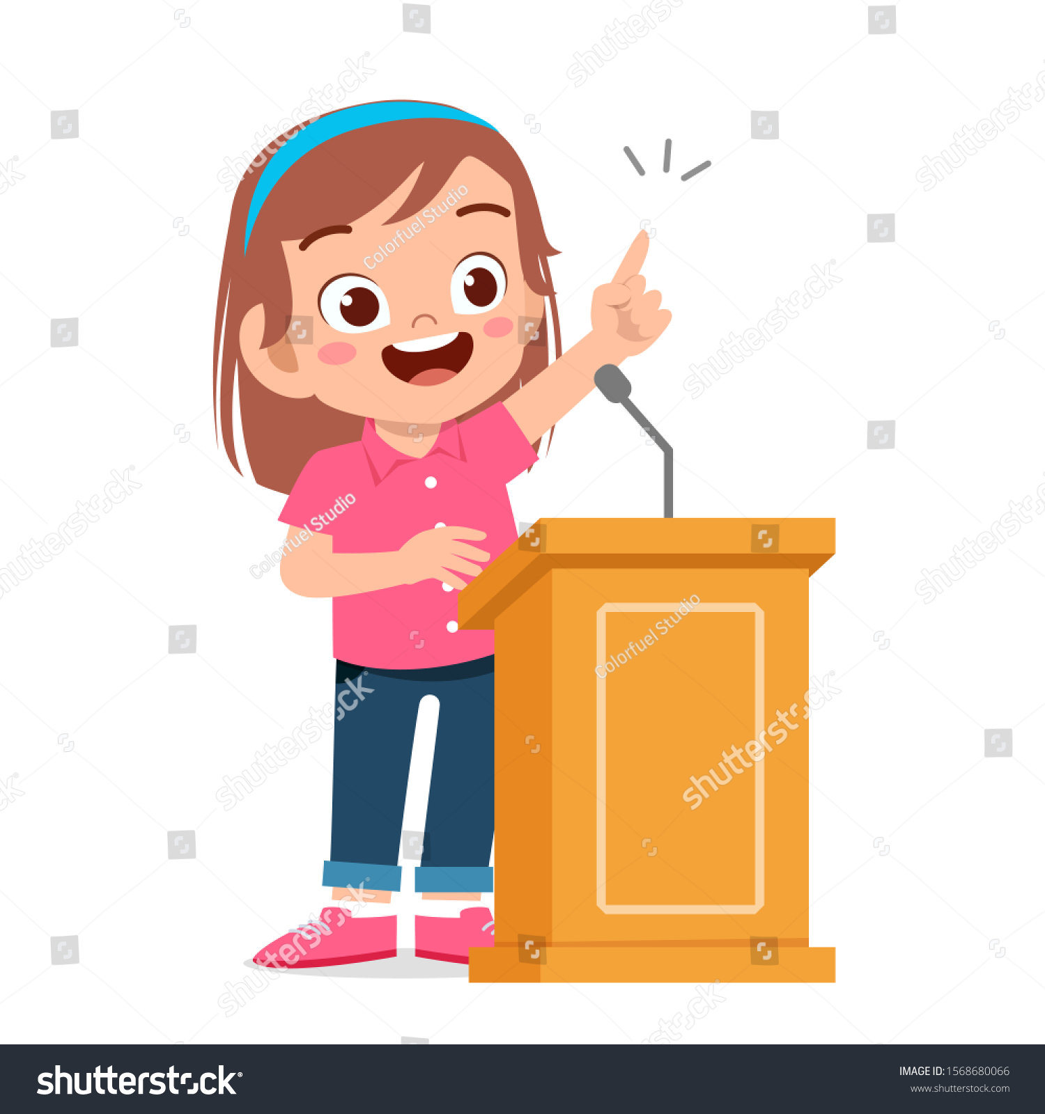 Happy Cute Kid Girl Speech On Stock Vector (Royalty Free) 1568680066