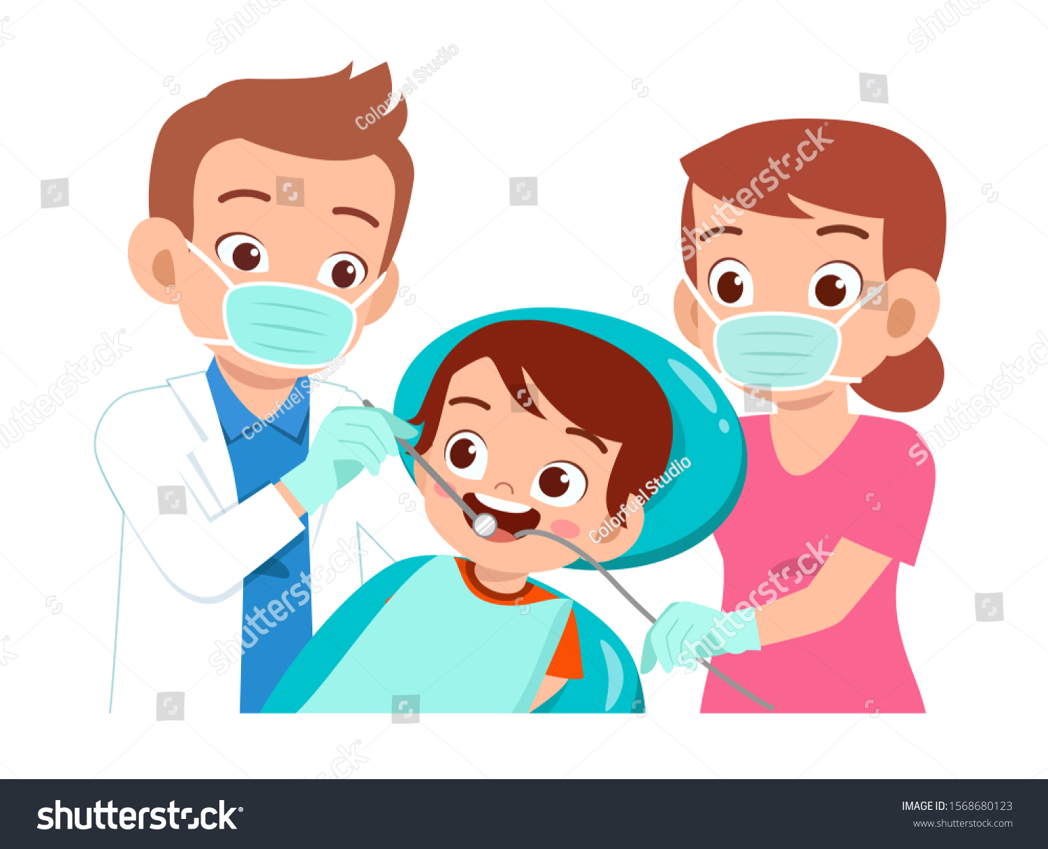 Happy Cute Kid Go Dentist Check Stock Vector (Royalty Free) 1568680123