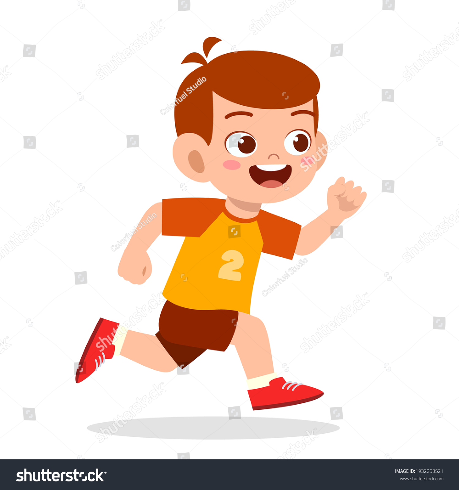 Happy Cute Little Boy Running Fast Stock Vector (Royalty Free ...