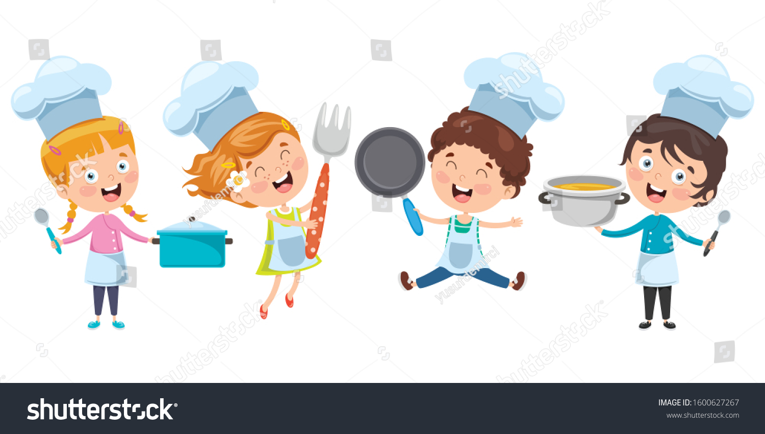 Happy Cute Little Chef Cooking Stock Vector (Royalty Free) 1600627267 ...