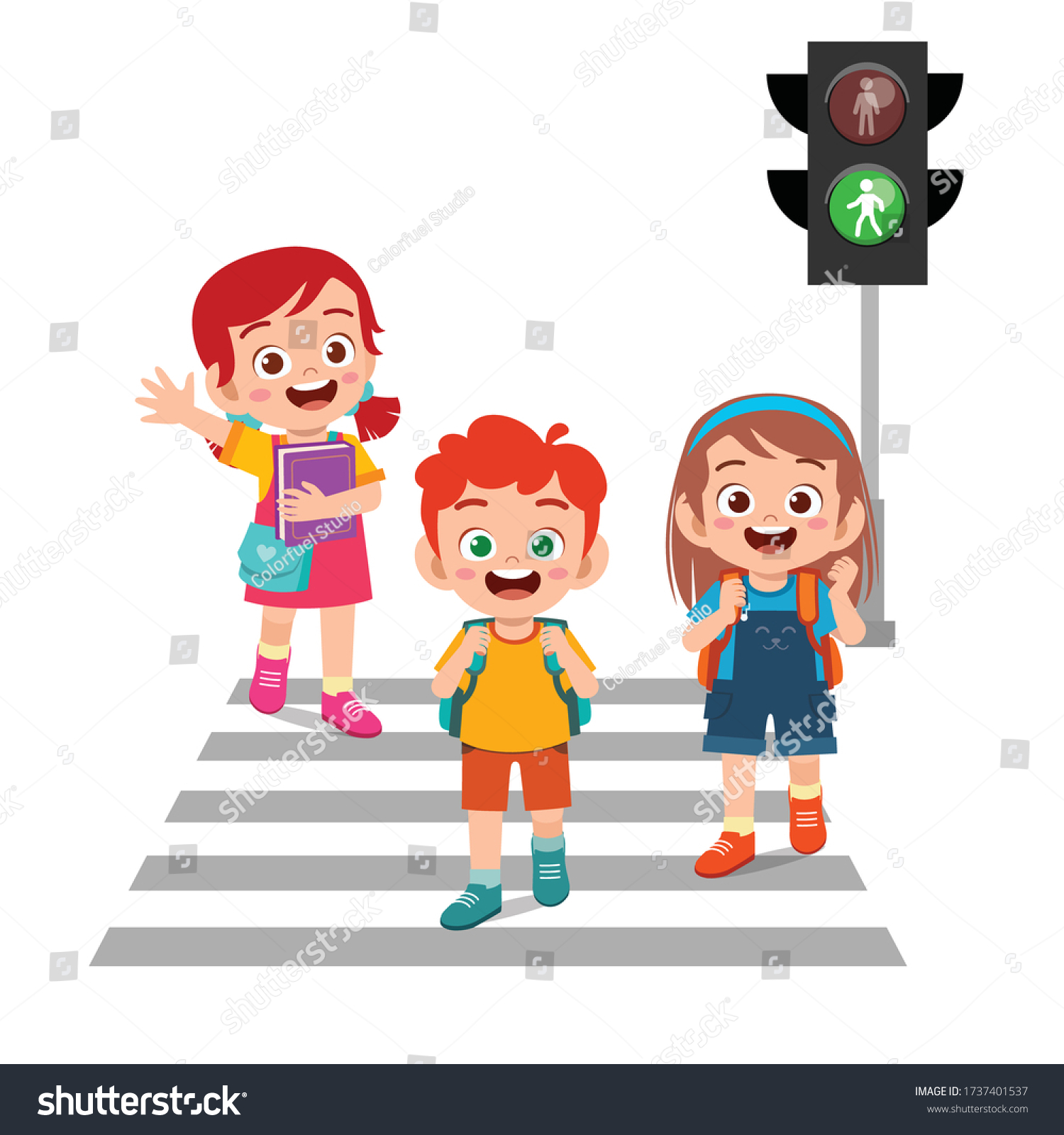 Happy Cute Little Kid Boy Girl Stock Vector (Royalty Free) 1737401537