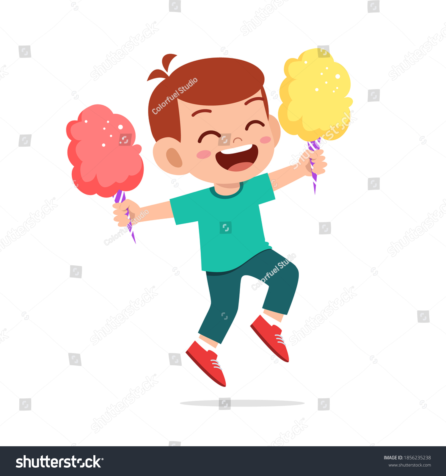 Happy Cute Little Kid Boy Girl Stock Vector (Royalty Free) 1856235238