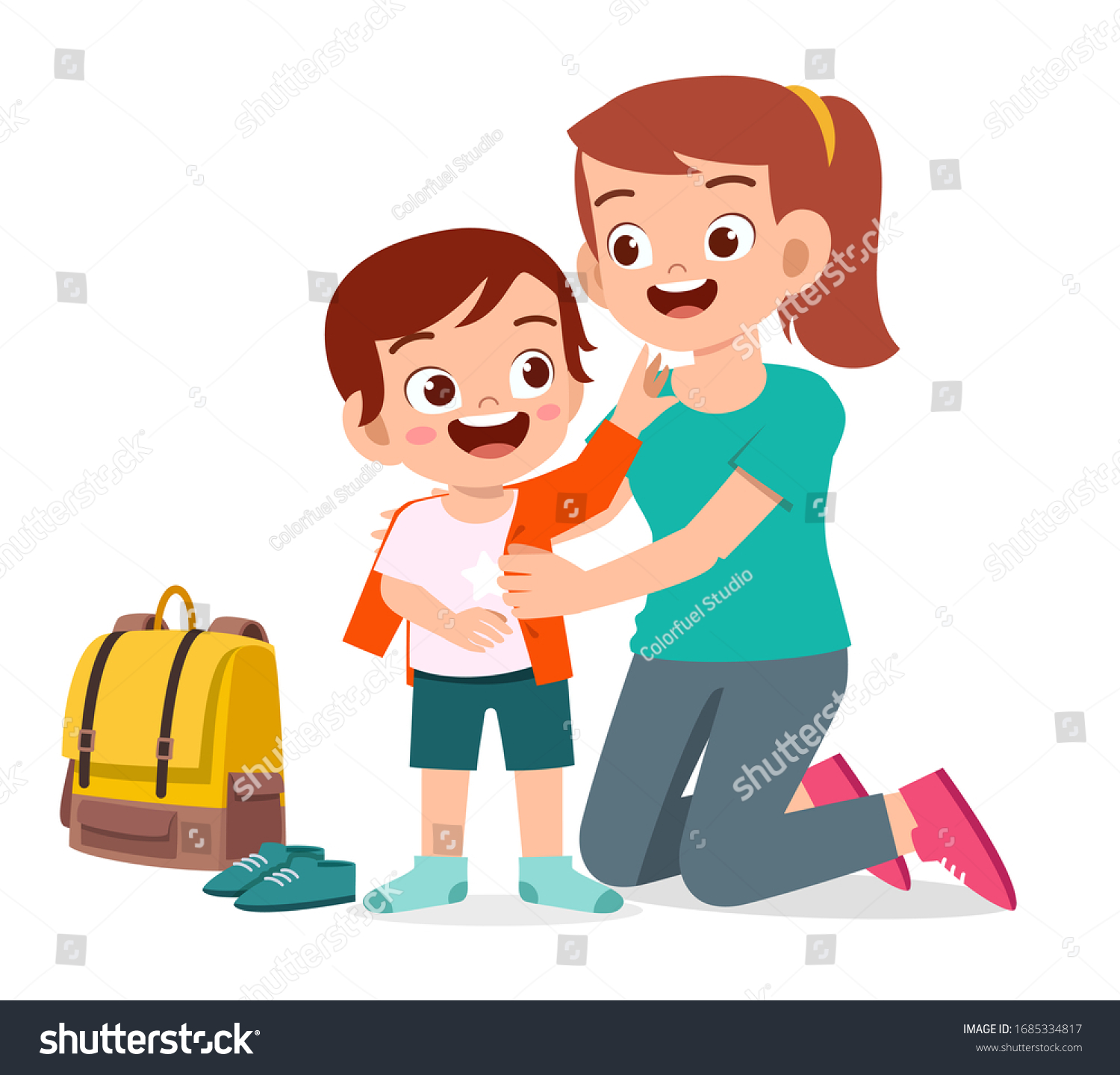 Happy Cute Little Kid Boy Prepare Stock Vector Royalty Free