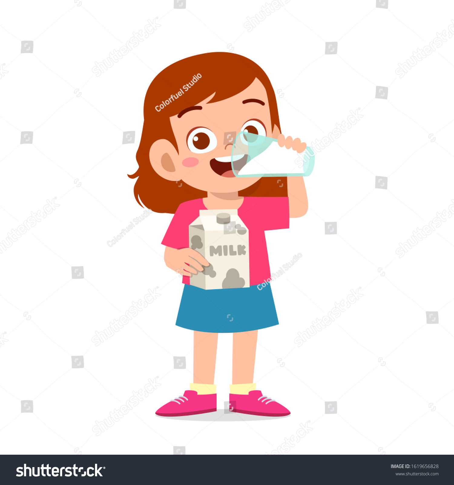 1,538 Little girl drinking milk Stock Illustrations, Images & Vectors ...