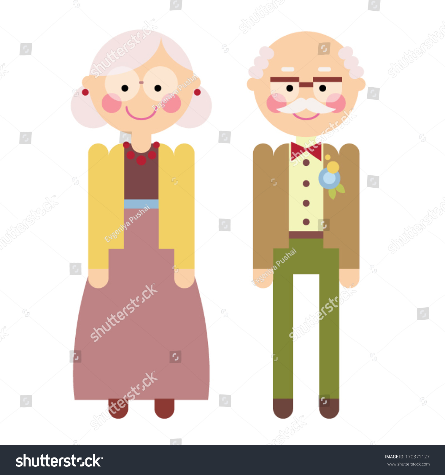 Happy Cute Old Couple Grandma And Grandpa Stock Vector Illustration