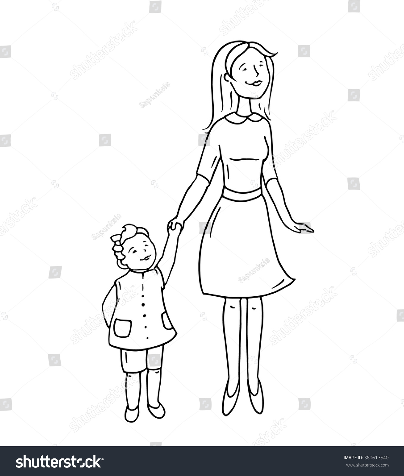 Happy Cute Parent Child Standing Together Stock Vector 360617540 ...