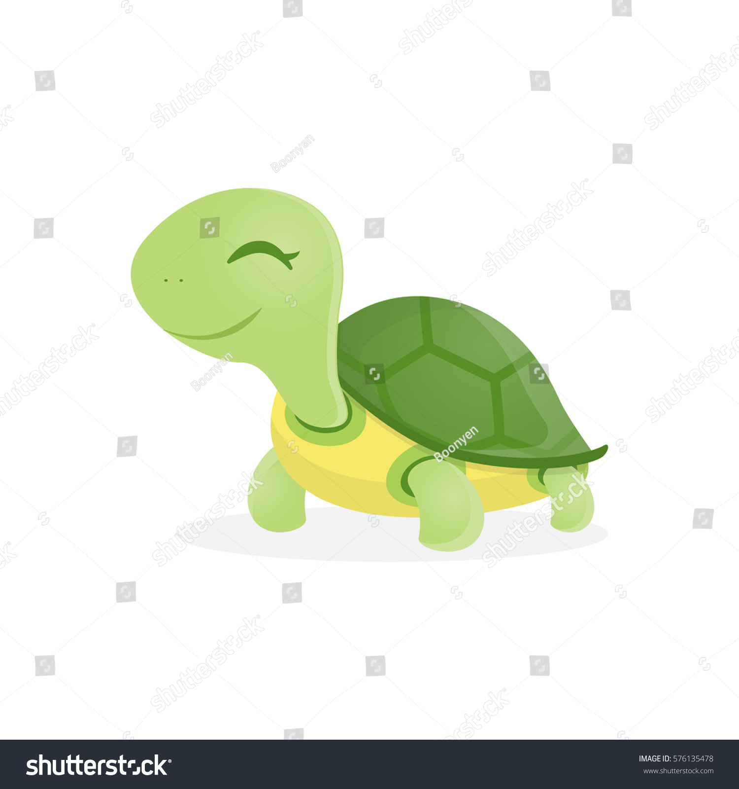 Happy Cute Turtle Walking Smile Vector Stock Vector (Royalty Free ...