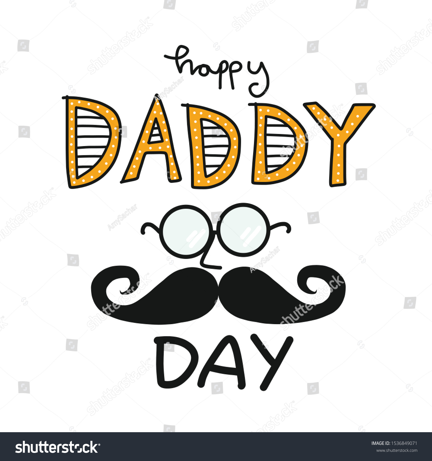 Happy Daddy Day Word Mustache Glasses Stock Vector (Royalty Free ...