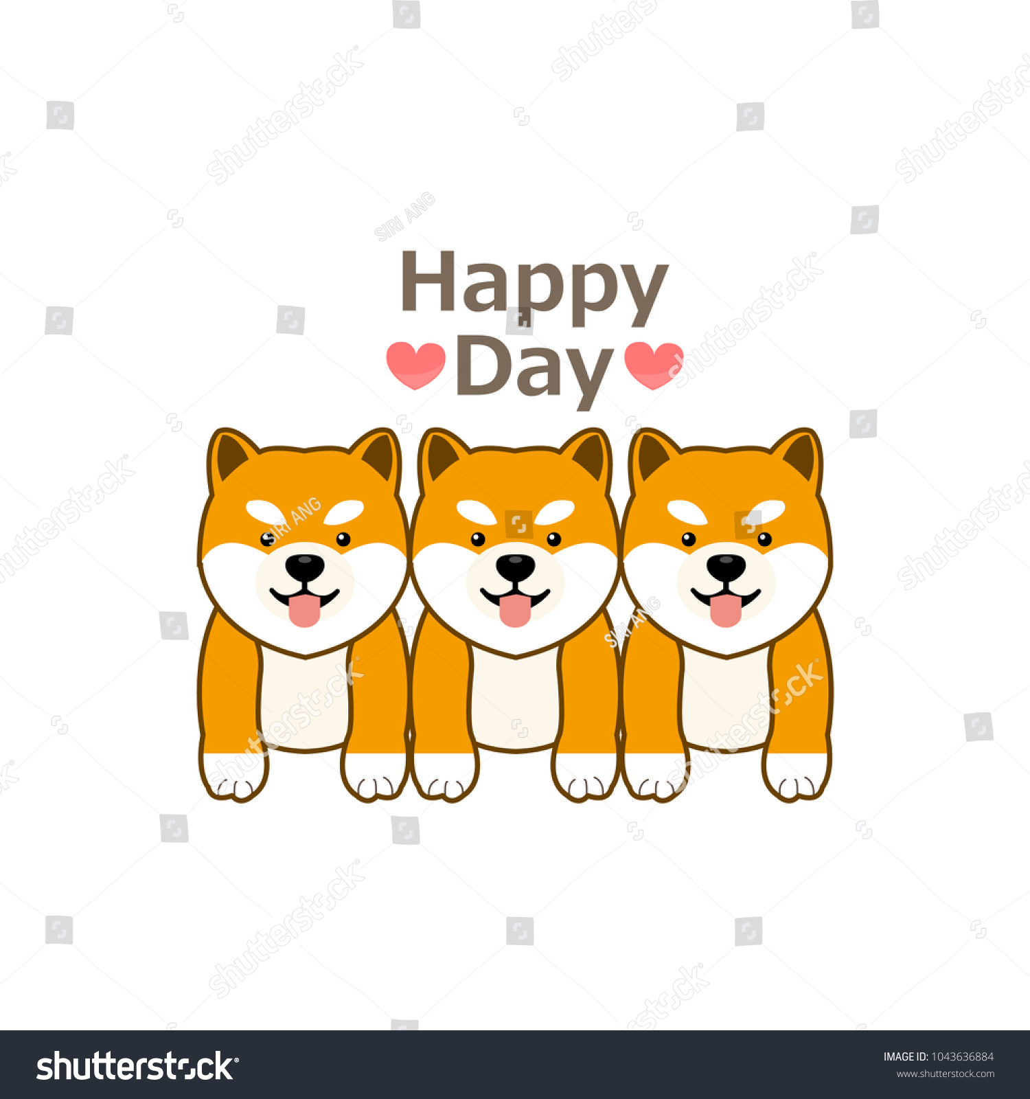 happy day shiba inu puppy sit stock vector royalty free 1043636884