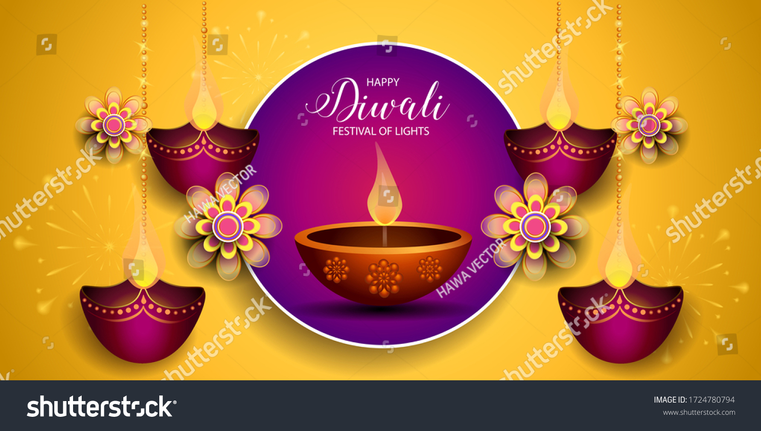 Happy Diwali Festival Festival Lights Vector Stock Vector (Royalty Free ...