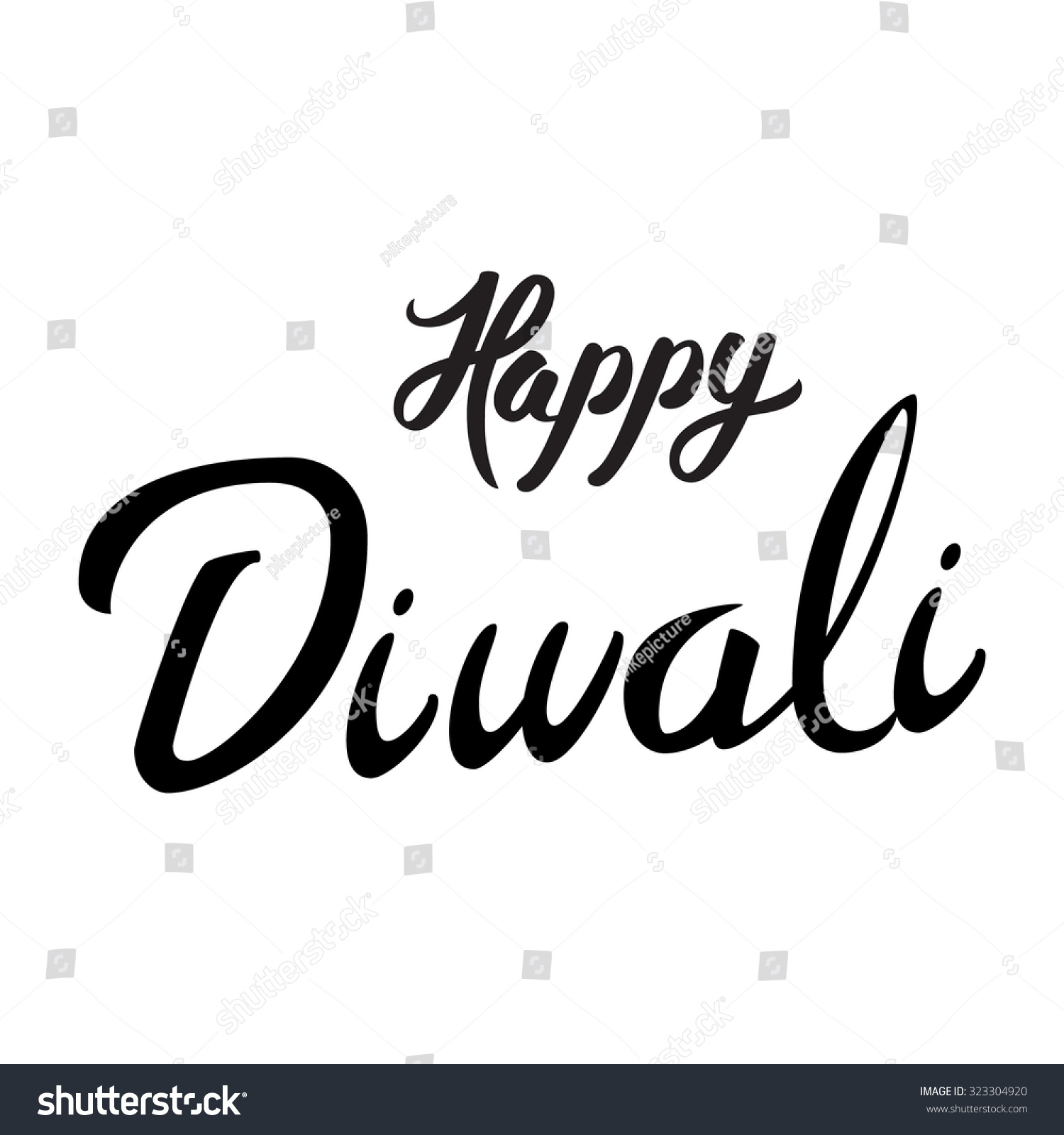 Happy Diwali Isolated In White Background, Hand Lettering Text, Vector ...