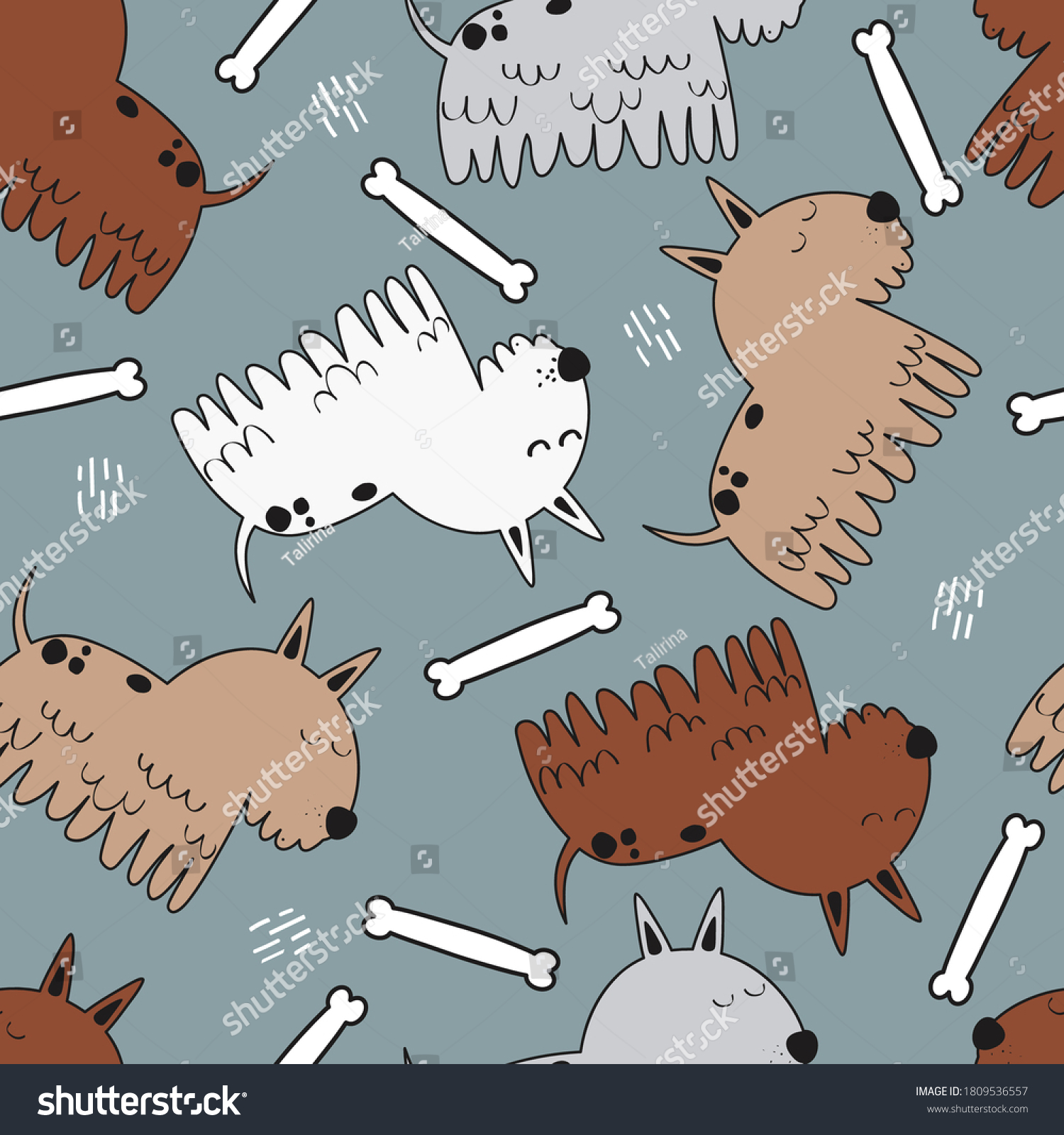 Happy Dogs Bones Hand Drawn Backdrop Stock Vector (Royalty Free) 1809536557