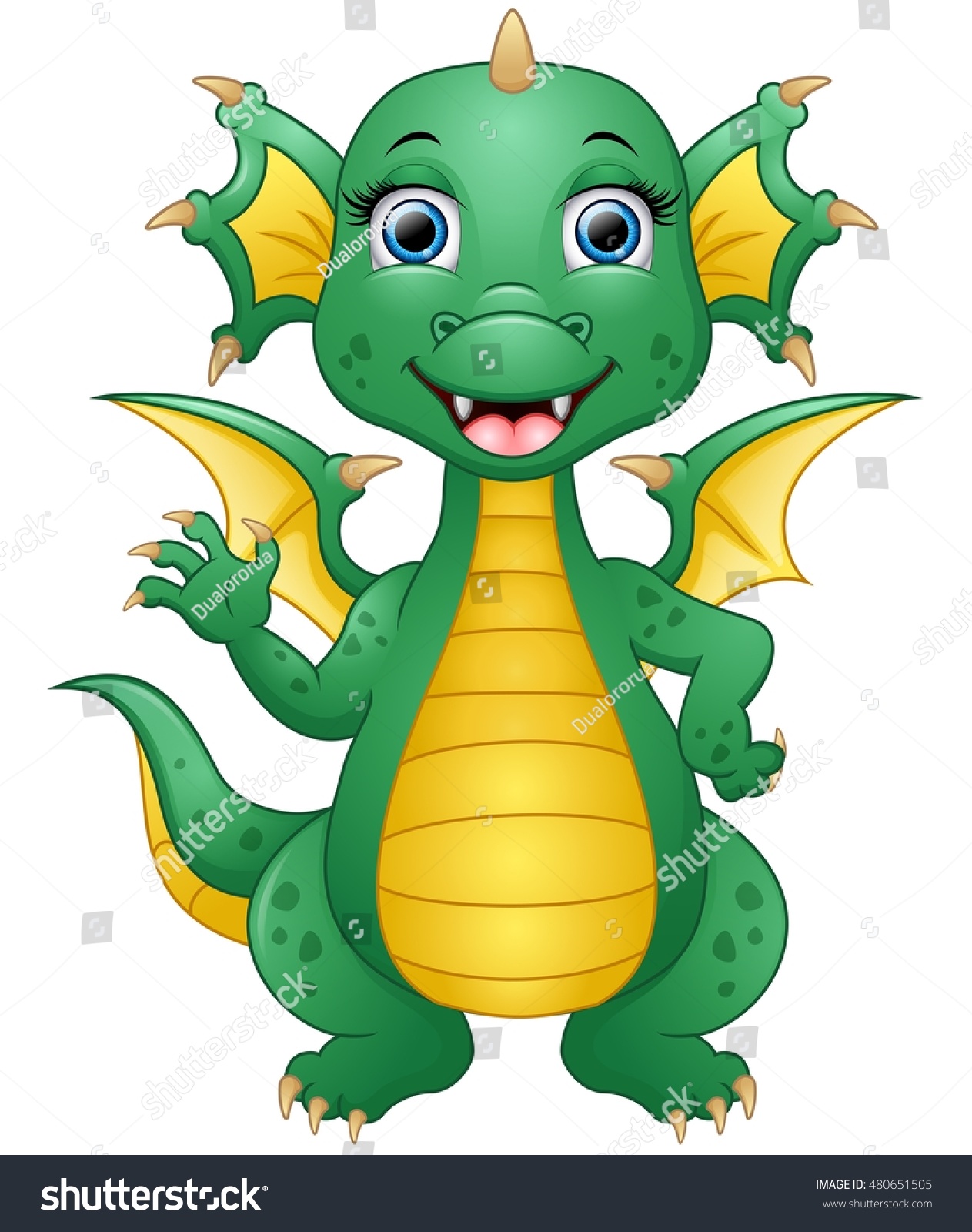 Happy Dragon Cartoon Waving Hand Vector Stock Vector 480651505 ...