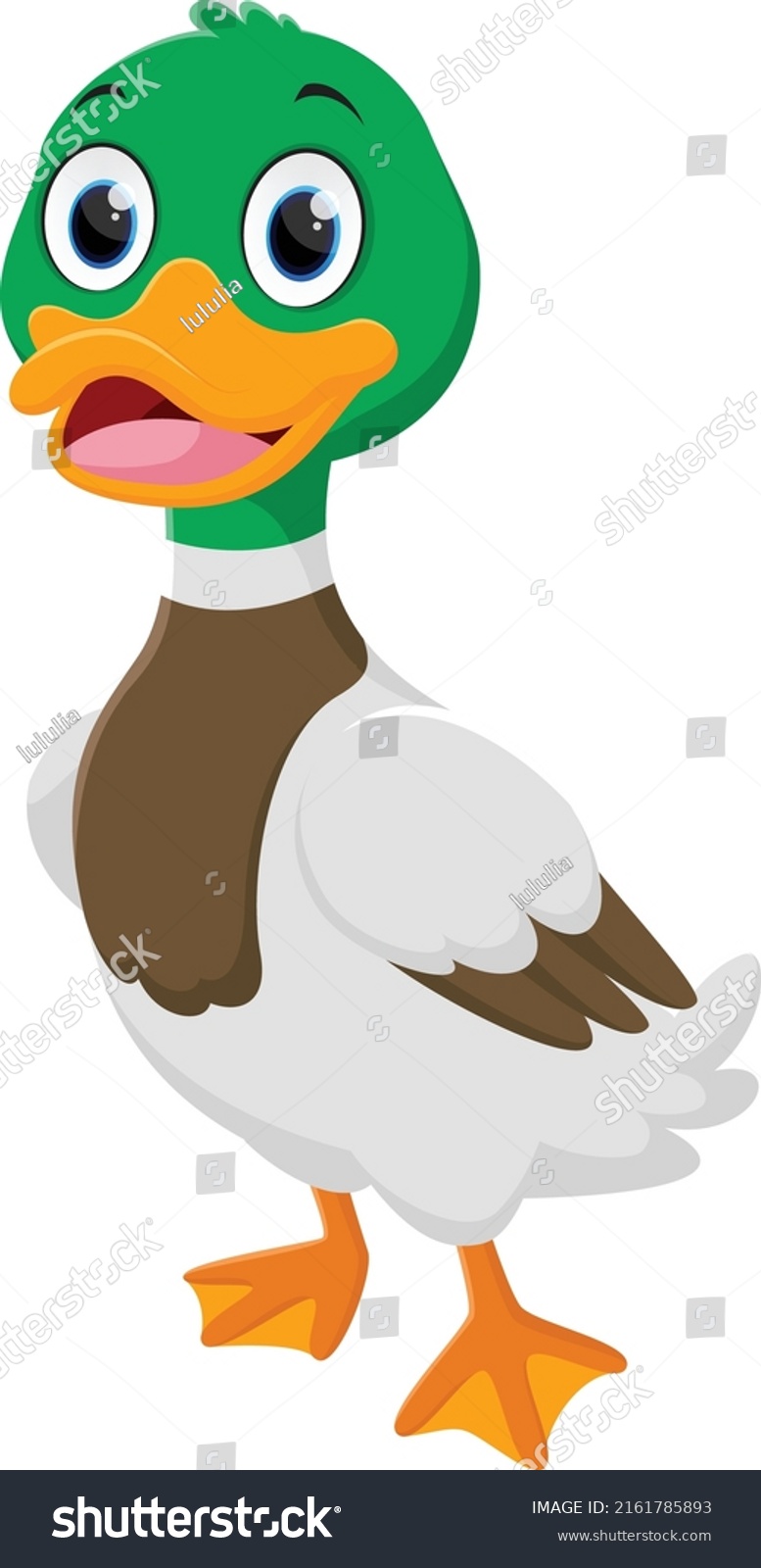 Happy Duck Cartoon Isolated On White Stock Vector (Royalty Free ...