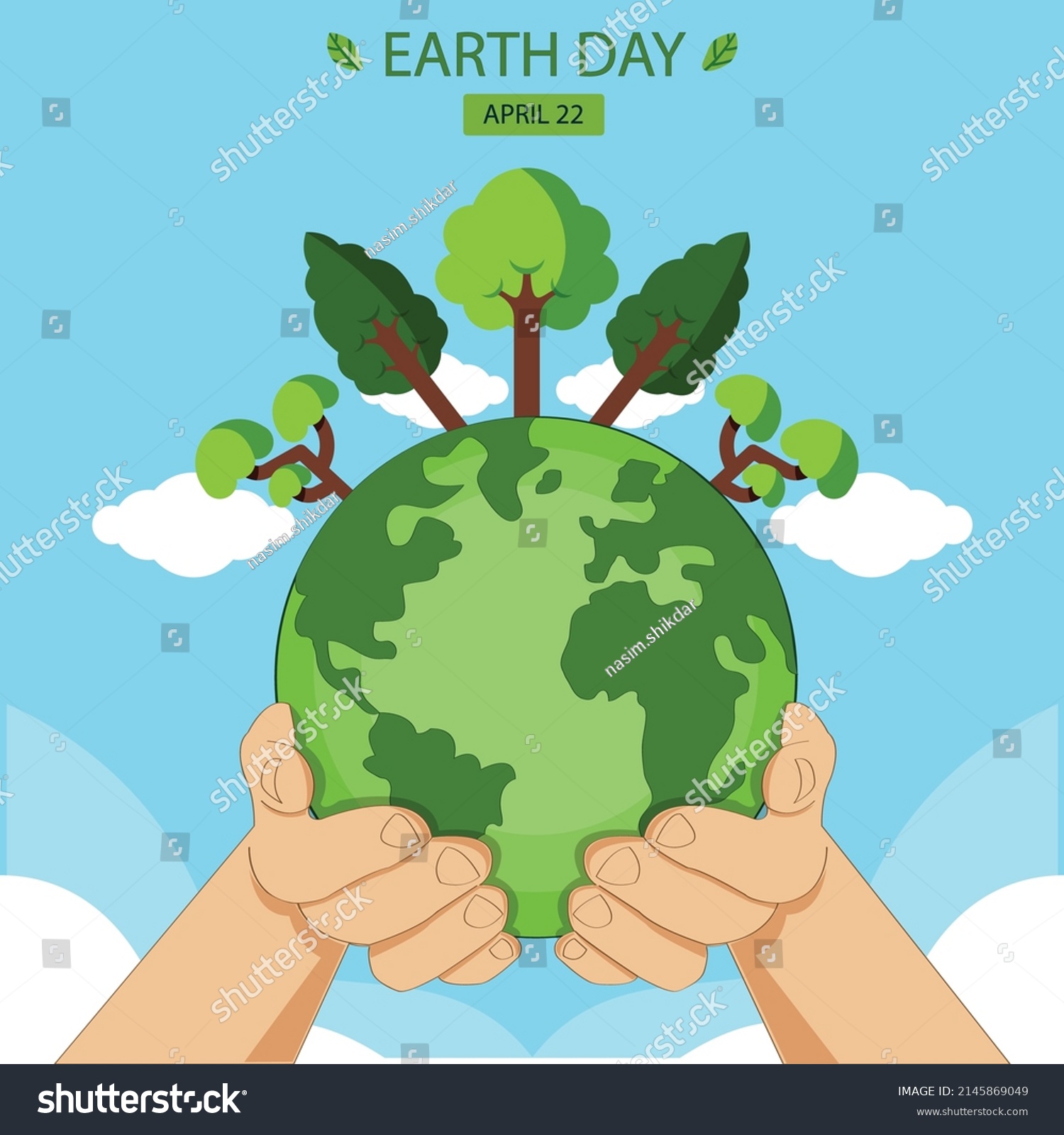 Happy Earth Day Hands Holding Globe Stock Vector (Royalty Free ...