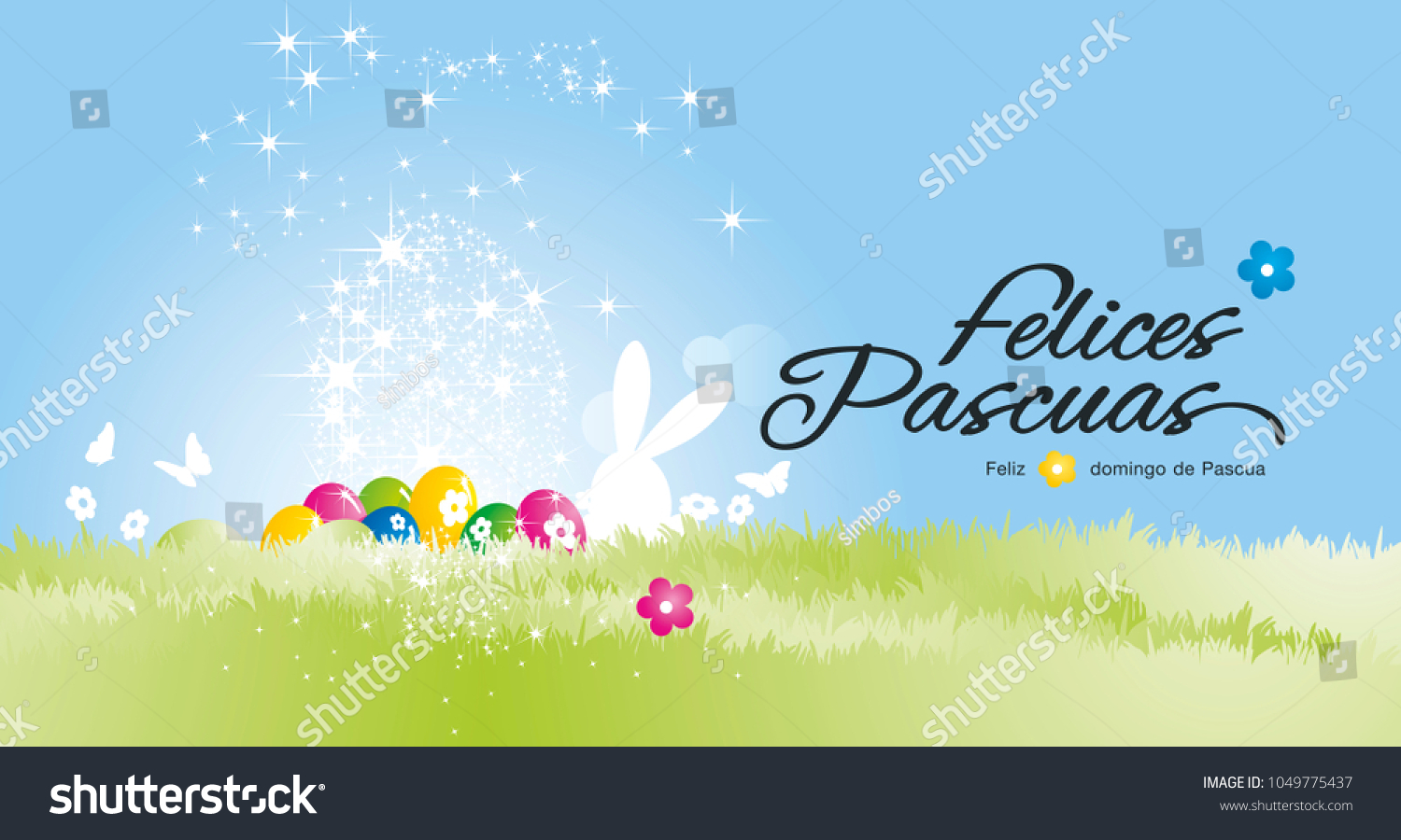 Happy Easter Background Felices Pascuas Spanish Stock Vector Royalty Free 1049775437