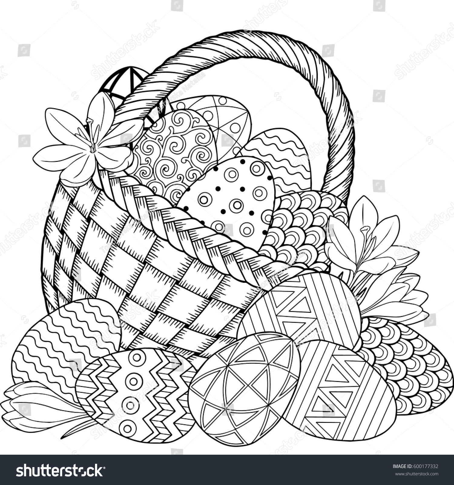 Happy Easter Black White Doodle Easter Stock Vector (Royalty Free ...