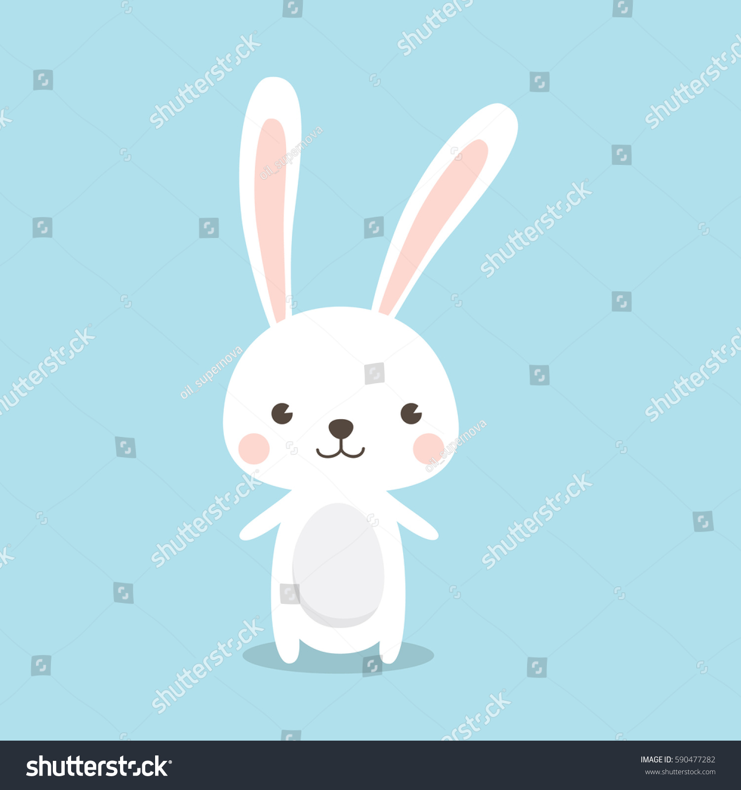 ハッピーイースターバニーベクターイラスト かわいいウサギの漫画のキャラクター のベクター画像素材 ロイヤリティフリー