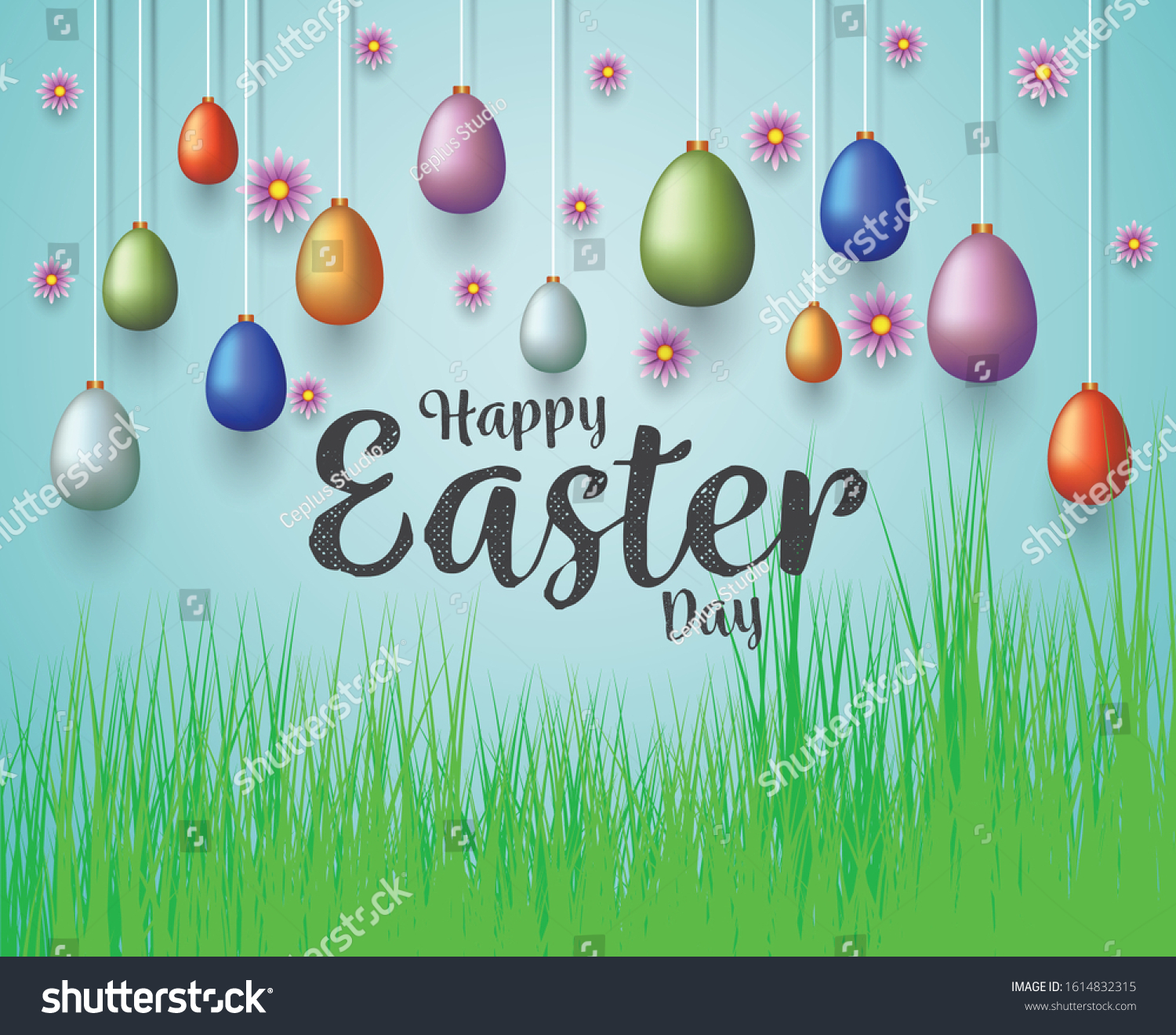 Happy Easter Day Background Eggs Vector Stock Vector Royalty Free 1614832315