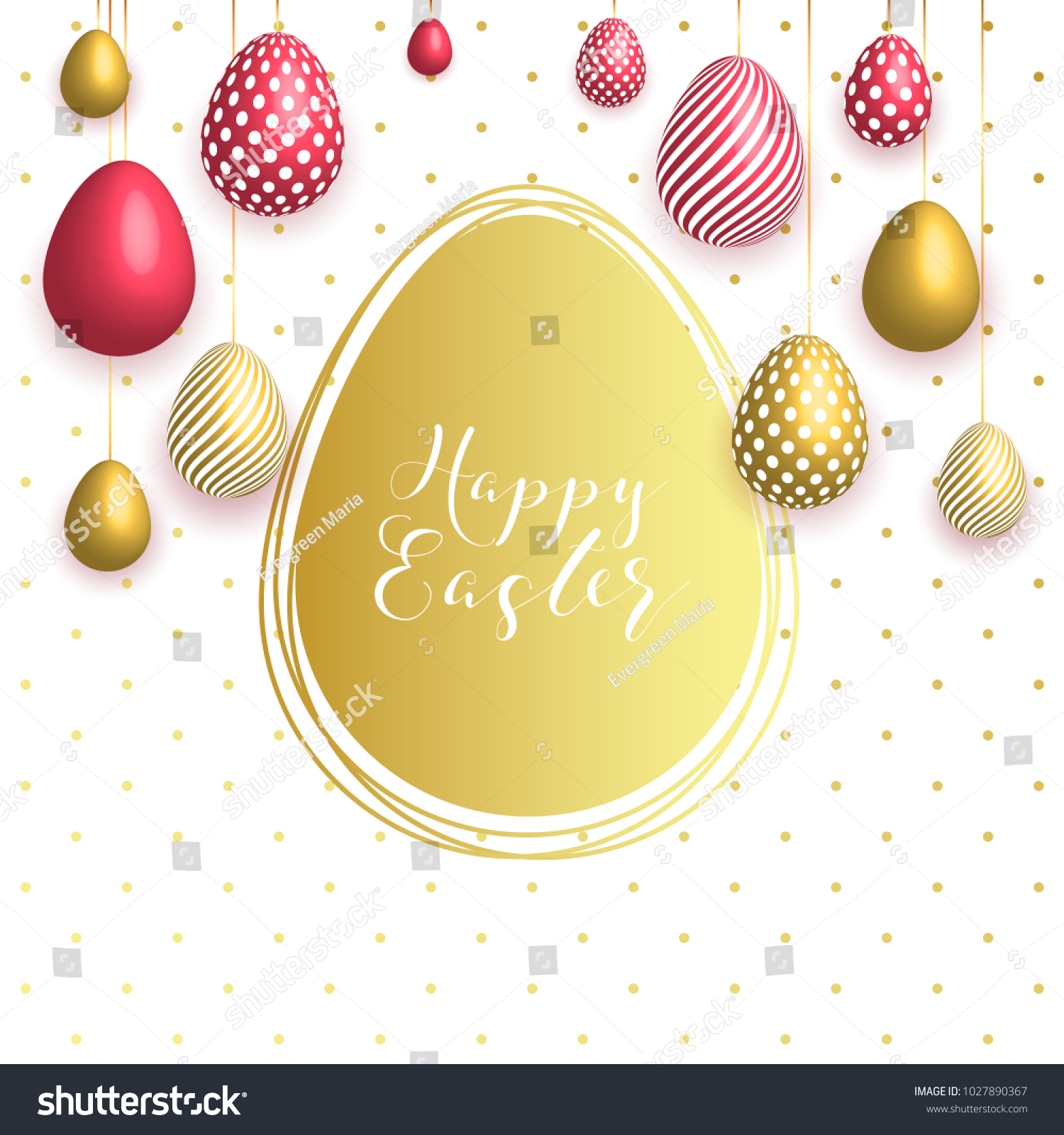 happy easter egg flowers bunny ribbon のベクター画像素材
