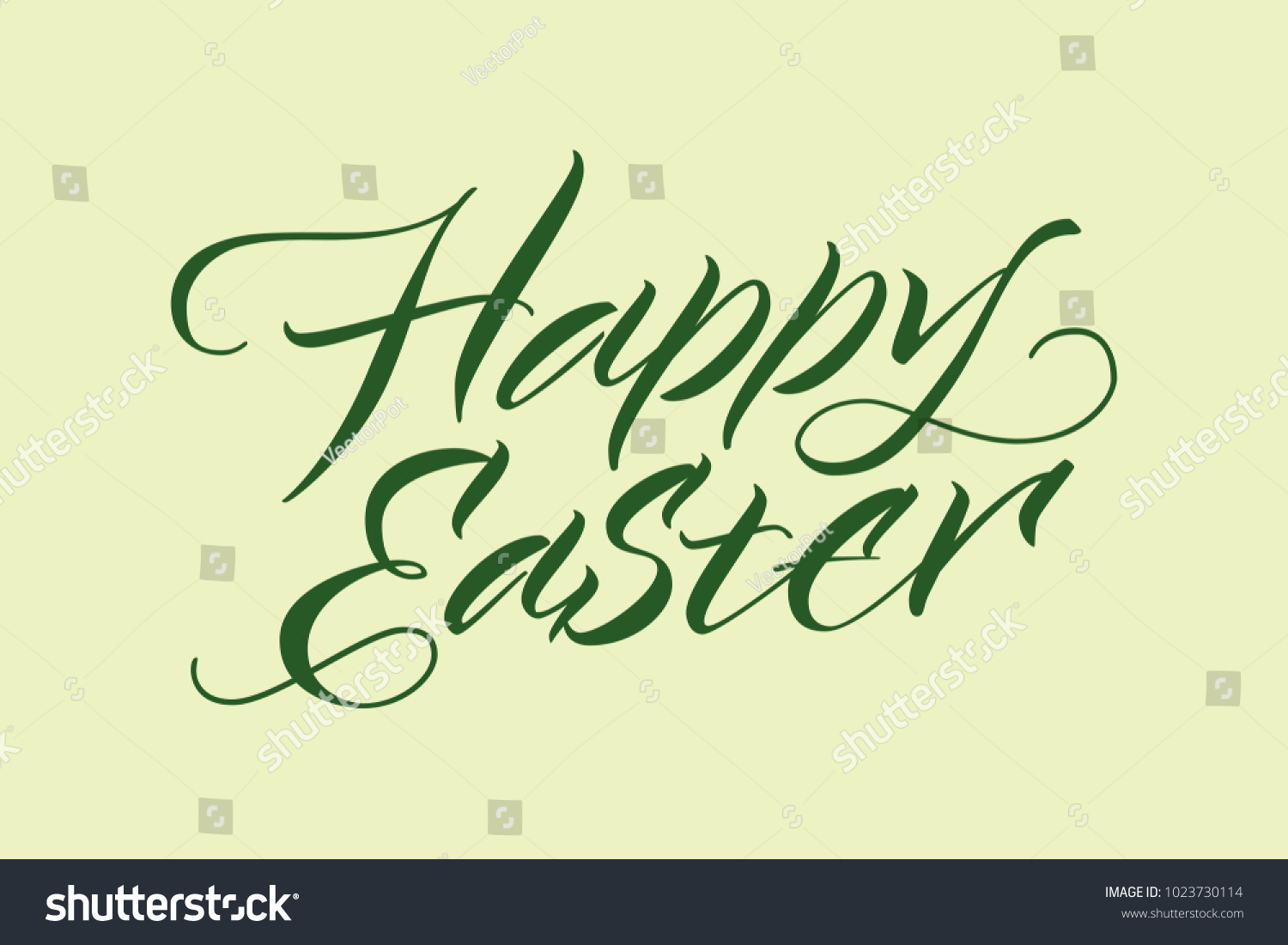 happy easter inscription typographic template with green handwritten