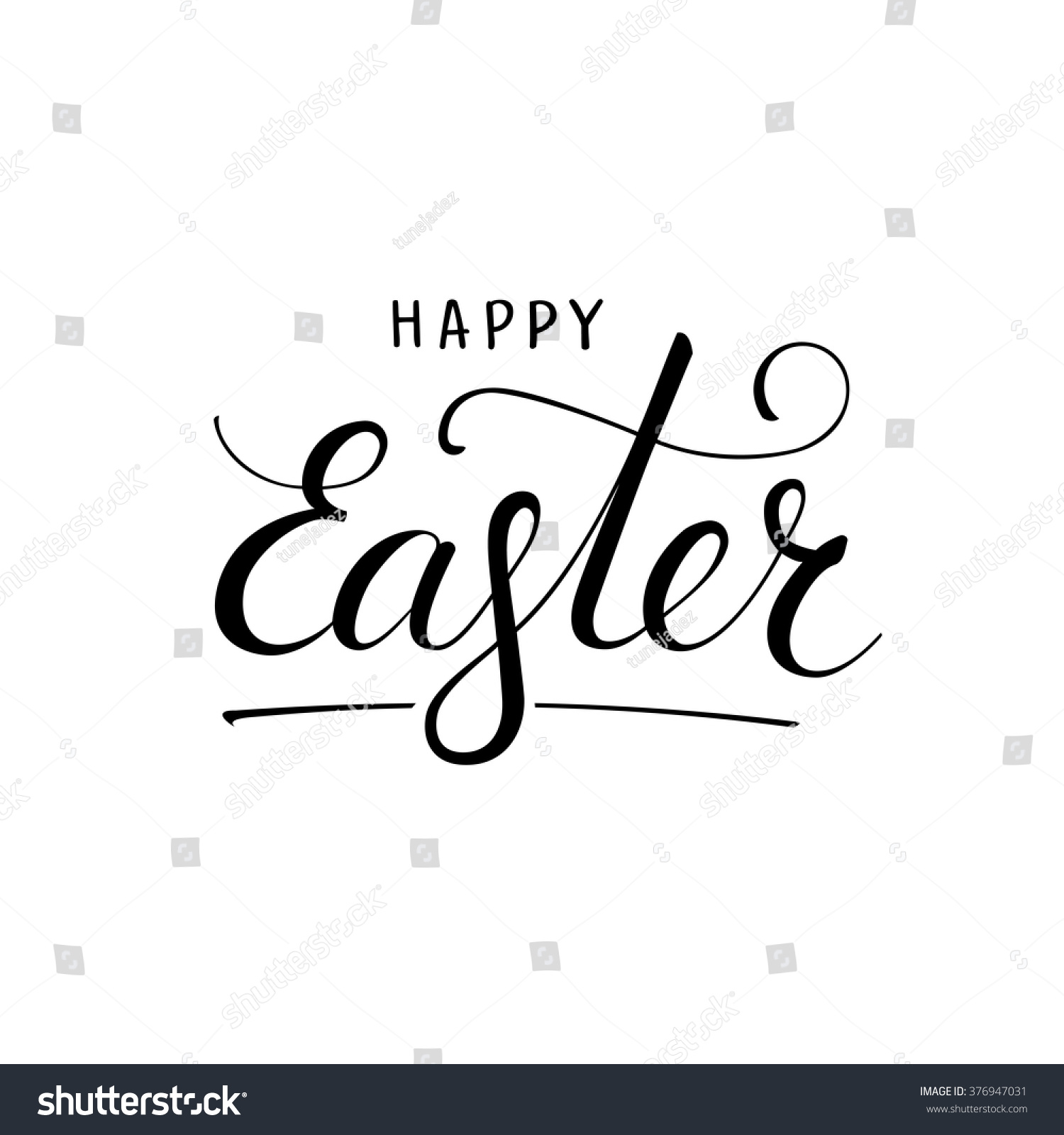 Happy Easter Lettering Card Hand Drawn Stock Vector Royalty Free 376947031