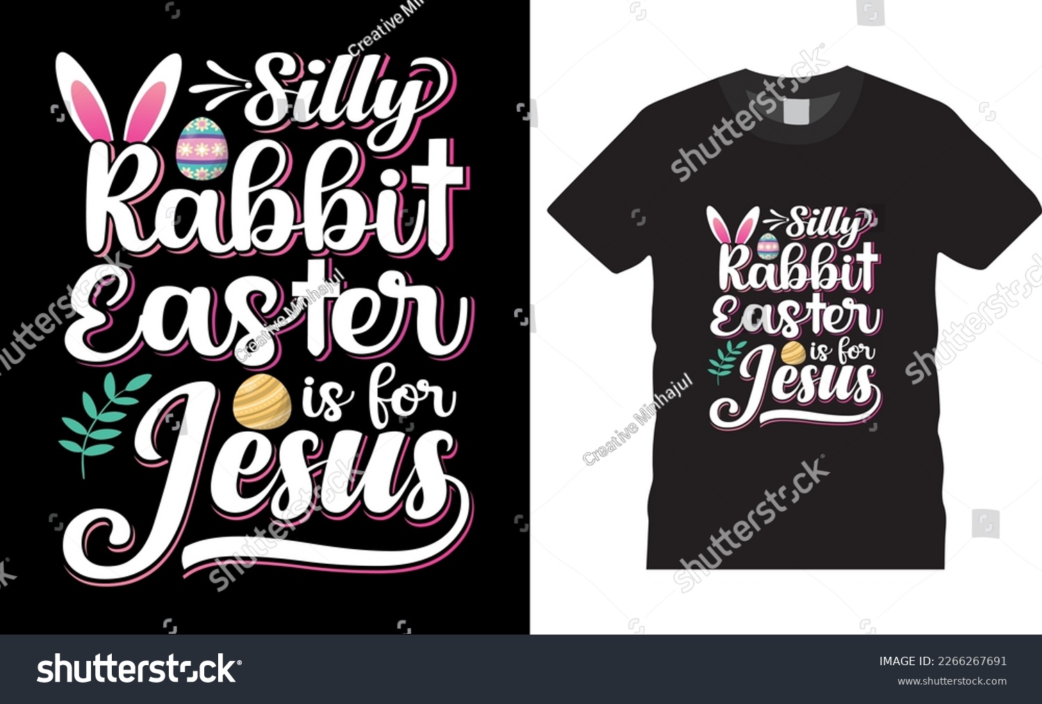 SVG of Happy easter rabbit, bunny tshirt vector design template. Silly rabbit easter is for jesus t-shirt design.Ready to print for apparel, poster, mug and greeting plate illustration. svg