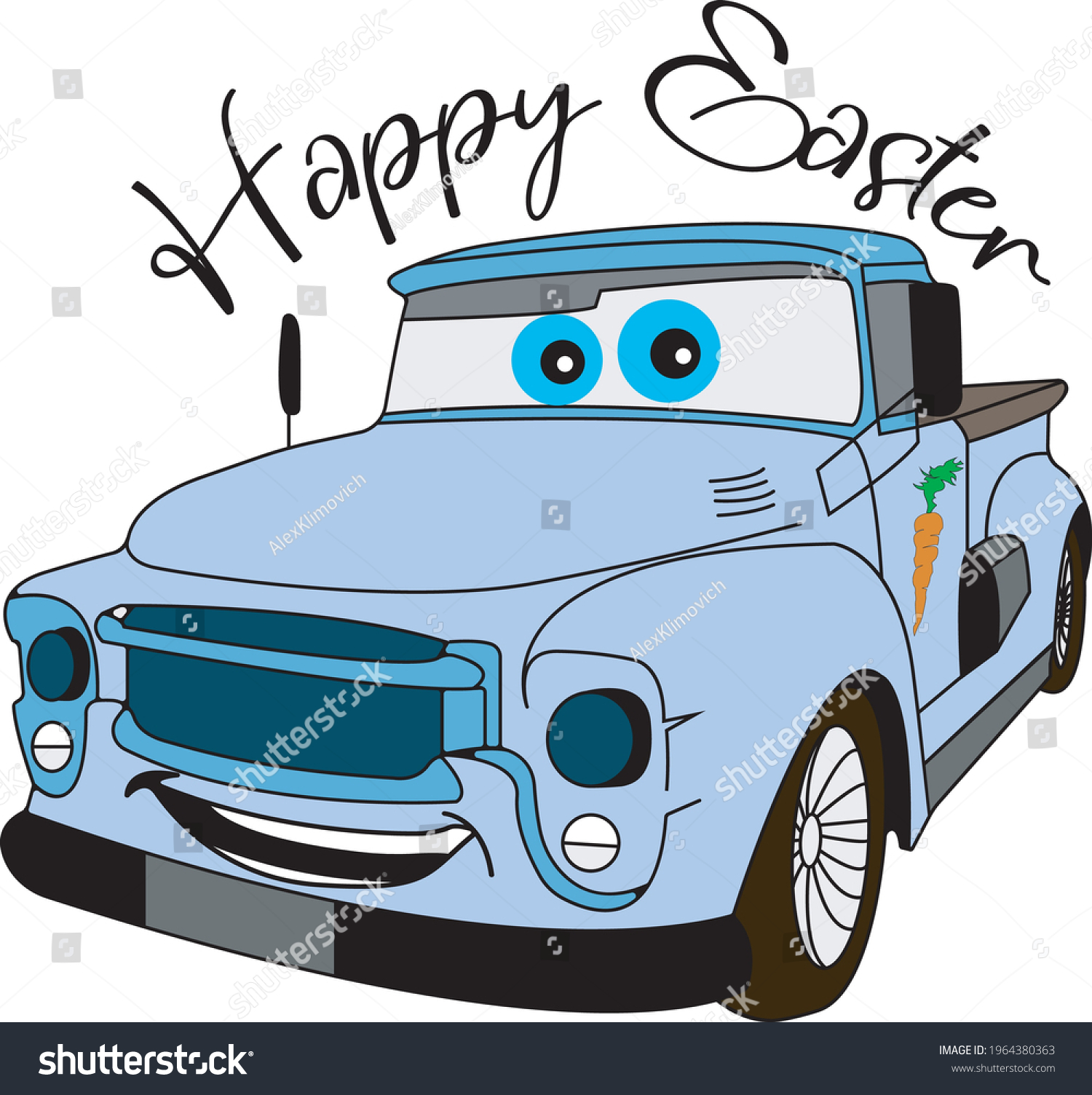SVG of Happy Easter Truck Svg easter Truck. Easter shirt design. Carrot design.Vector illustration isolated on white background. Truck cutting file for Silhouette and Cricut. svg