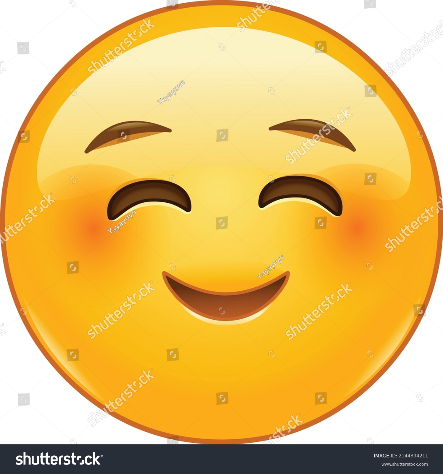 Happy Emoji Emoticon Blushing Smiling Eyes Stock Vector Royalty Free 2144394211 
