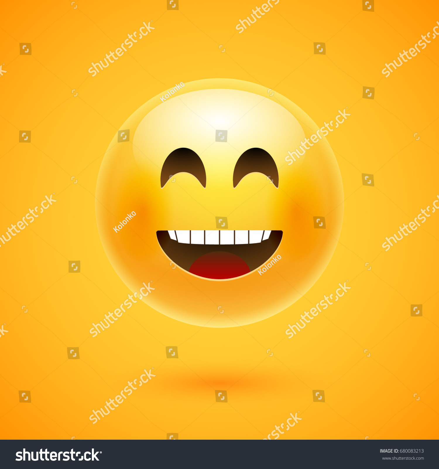 Vektor Stok Happy Emoji Smile Yellow Round Emoticon Tanpa Royalti 680083213 Shutterstock