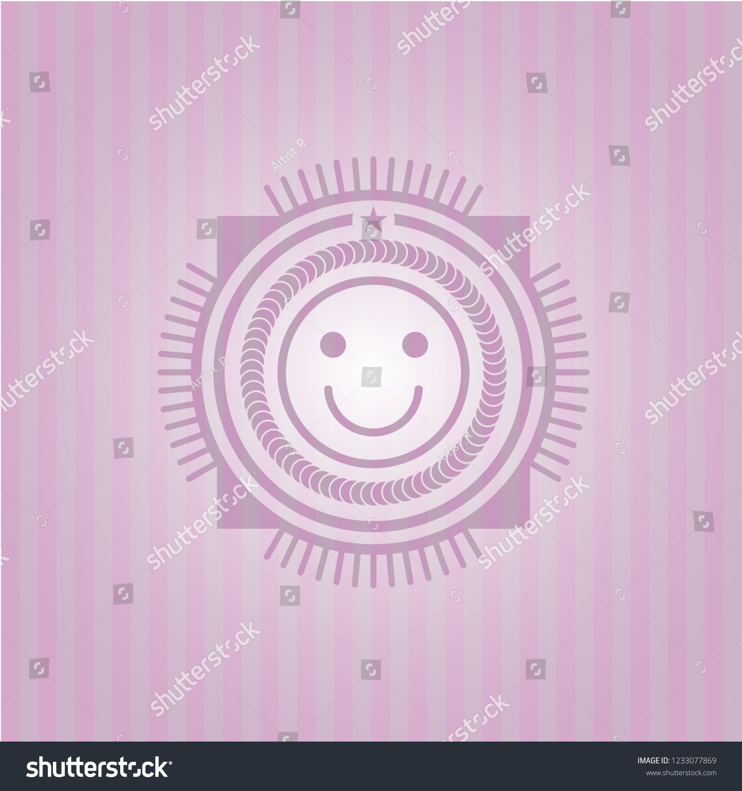 happy face icon inside retro pink stock vector royalty free 1233077869 shutterstock