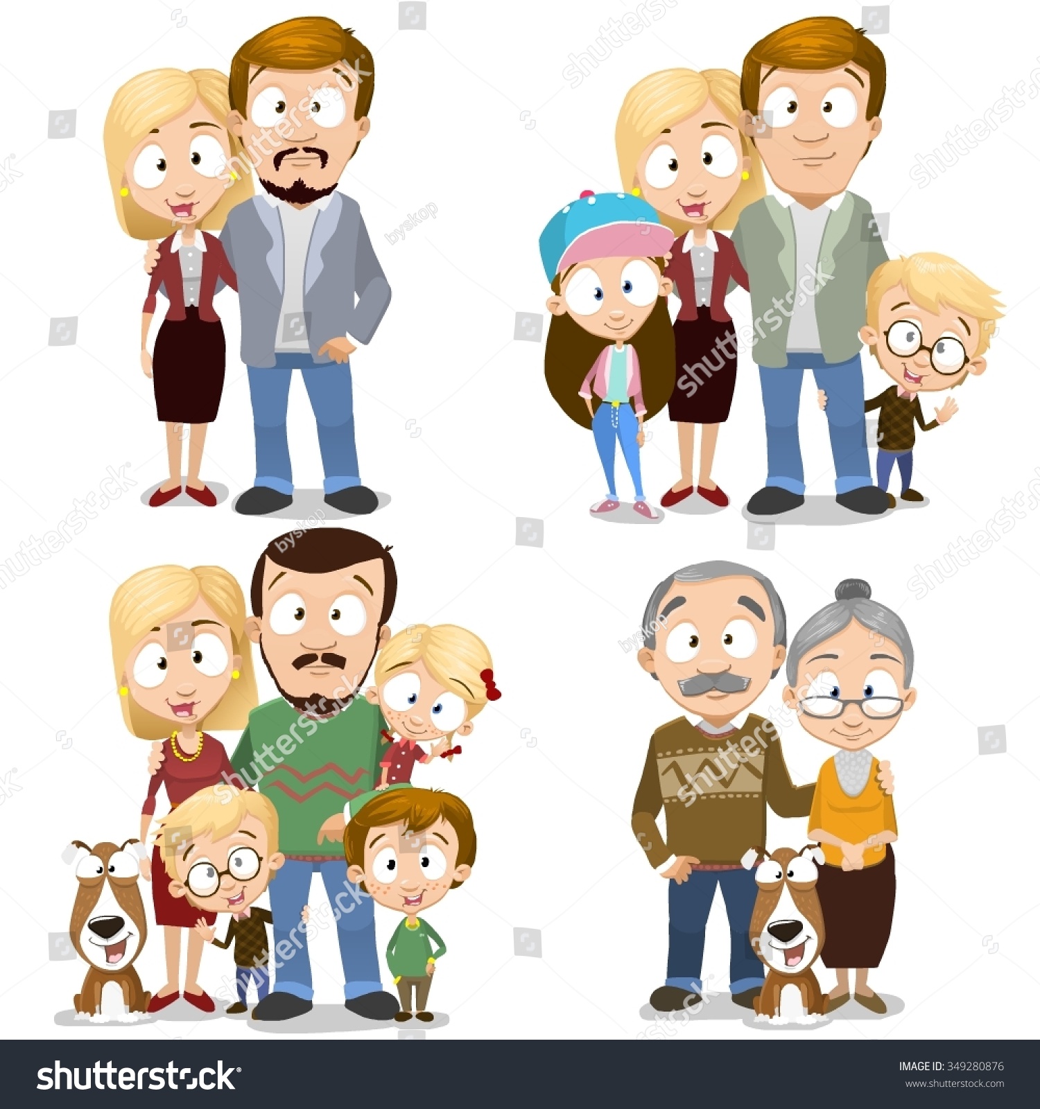 Happy Family Collection Very Adorable Big Stock Vector (Royalty Free ...