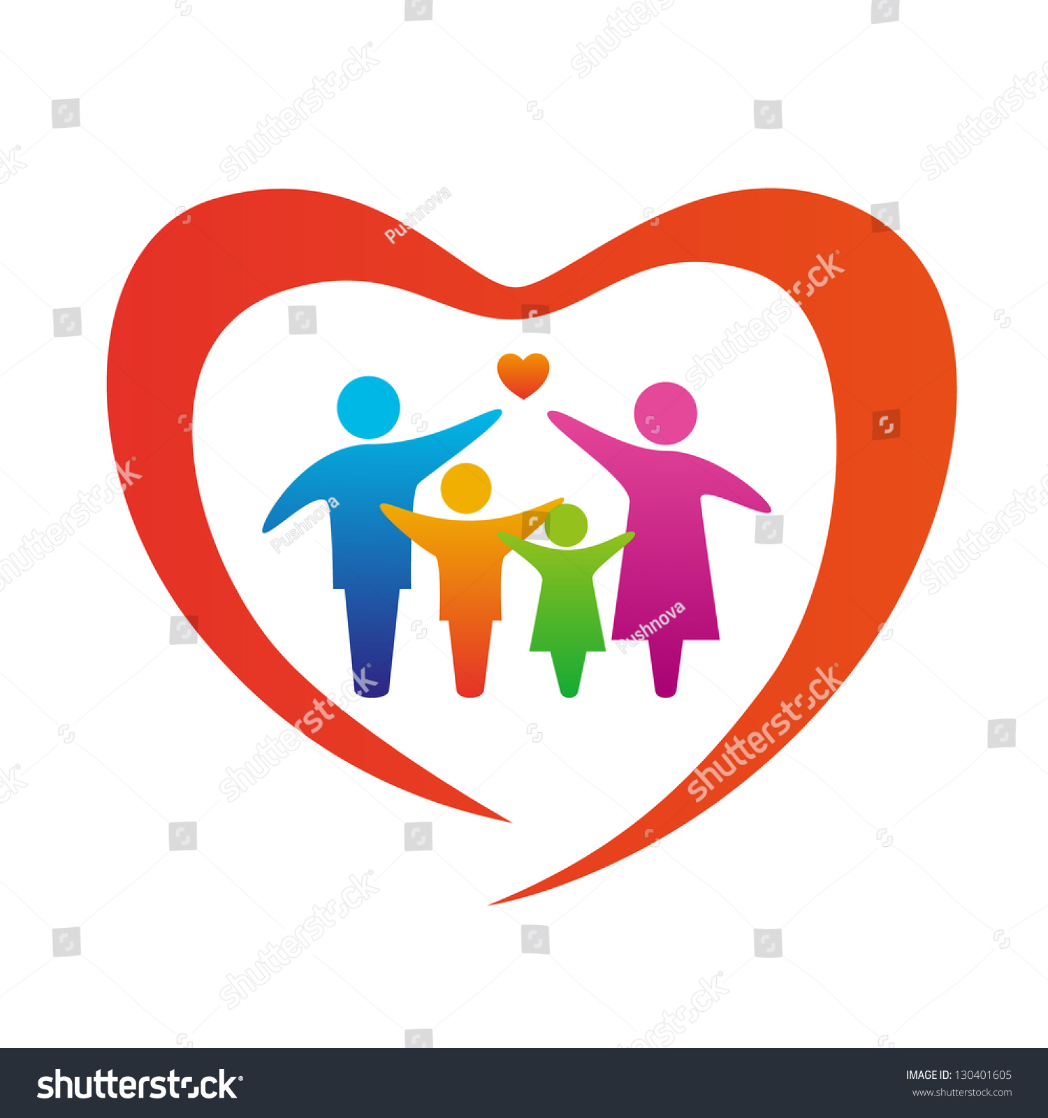 Happy Family Concept: Father, Mother, Daughter And Son Together. Stock ...